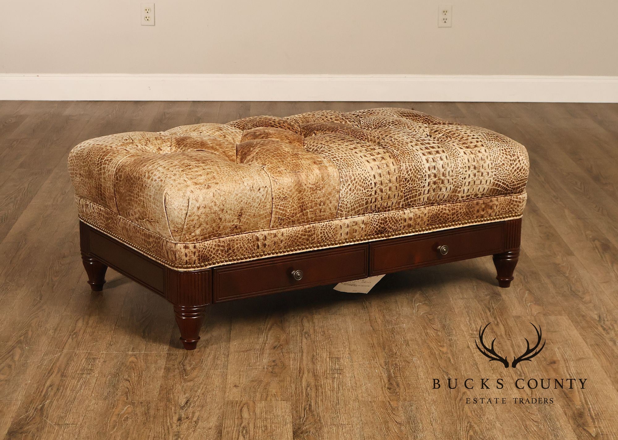 Hancock & Moore Tufted Leather "Robinson" Storage Ottoman