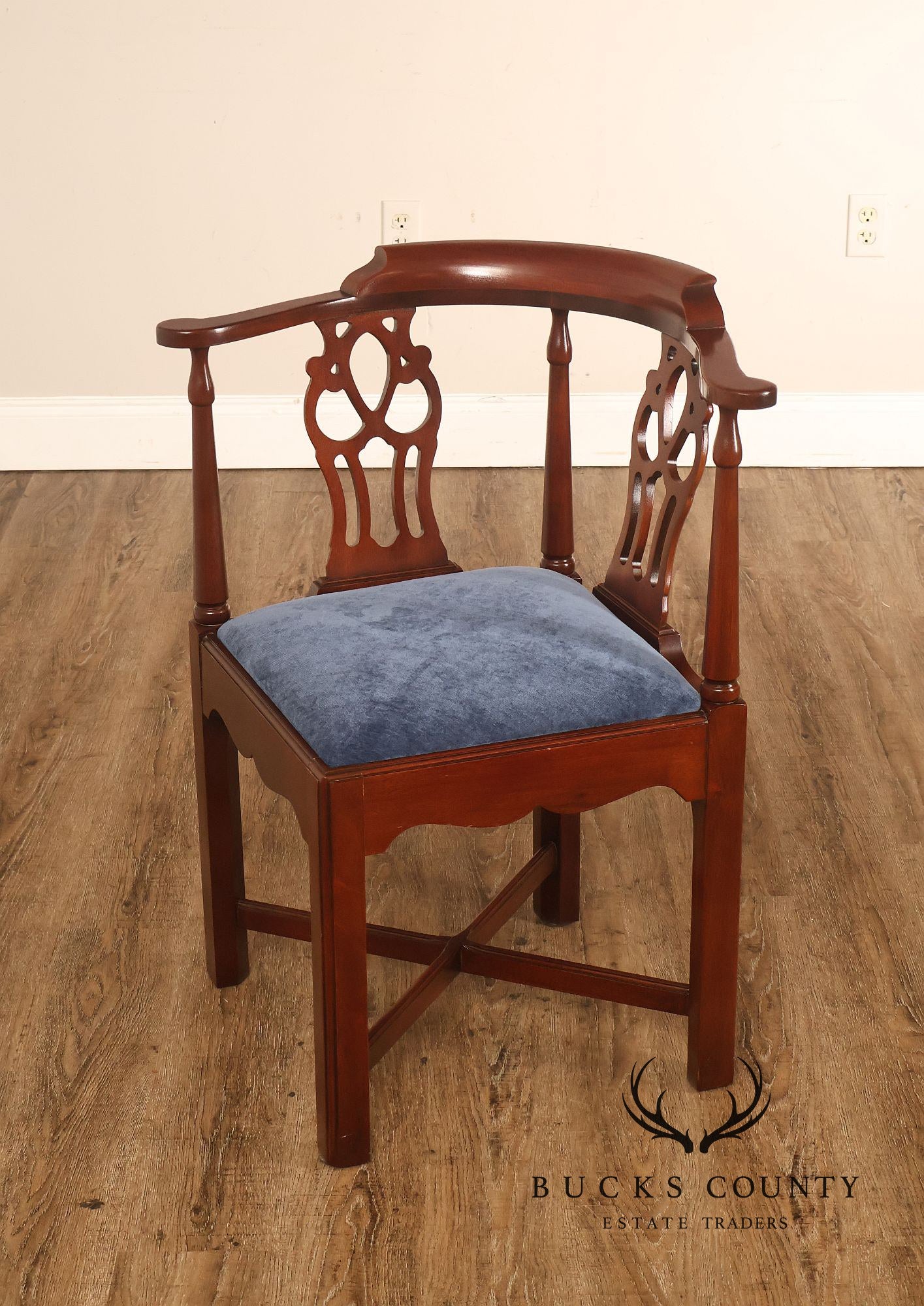 Chippendale Style Solid Mahogany Corner Chair