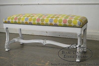 Custom Painted French Louis XIV Style Bench