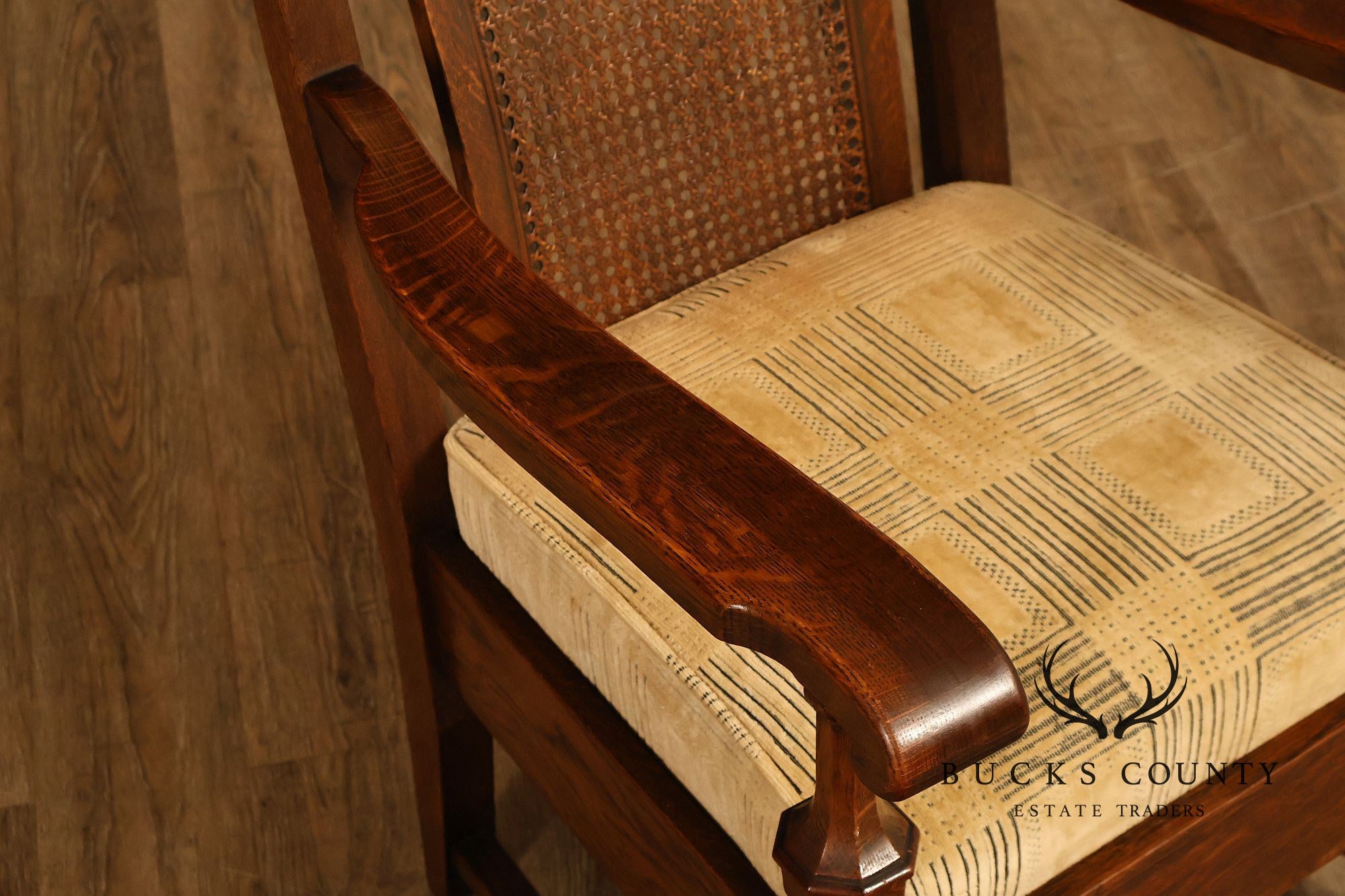 Rittercraft Arts & Crafts Cane Back Oak Armchair