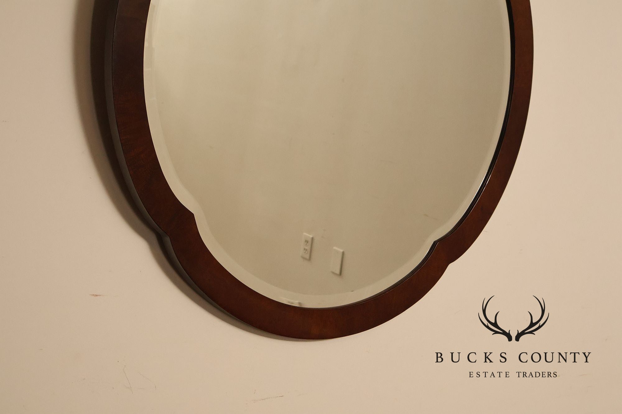 Hickory White Mahogany Art Deco Style Vanity Desk With Mirror