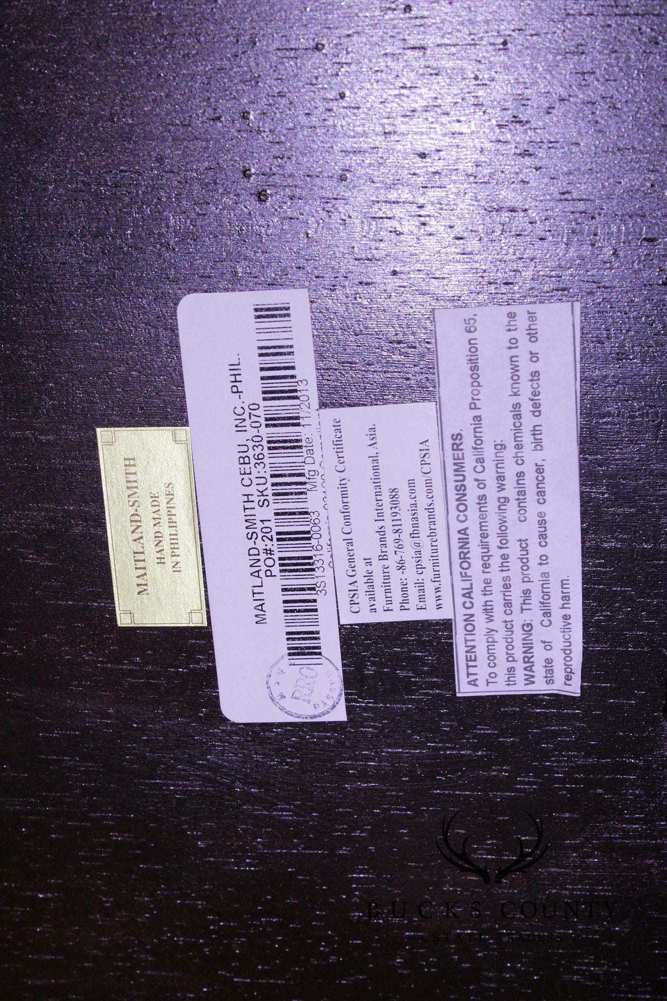 Maitland-Smith Round Inlaid Mahogany Round Center Table With Gilt Accents