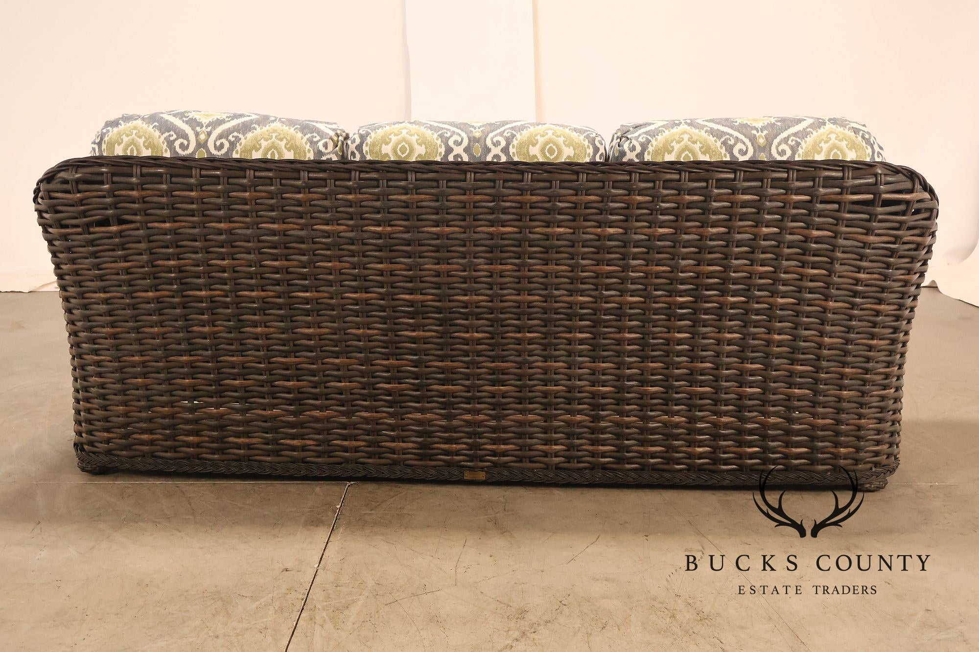 Lane Venture Woven Wicker Outdoor Sofa With Patterned Cushions