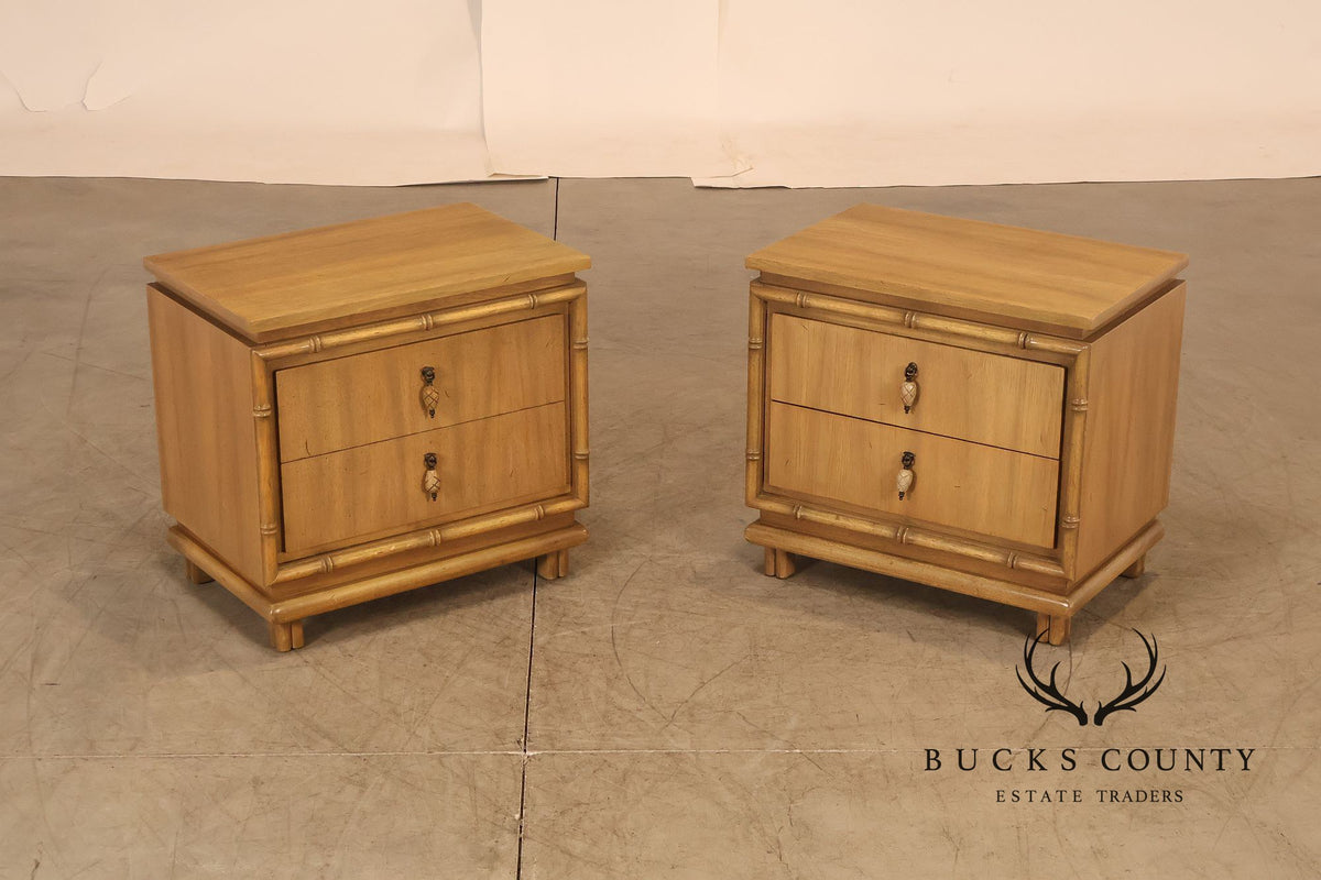 American Of Martinsville Pair Of Faux Bamboo Two-Drawer Nightstands