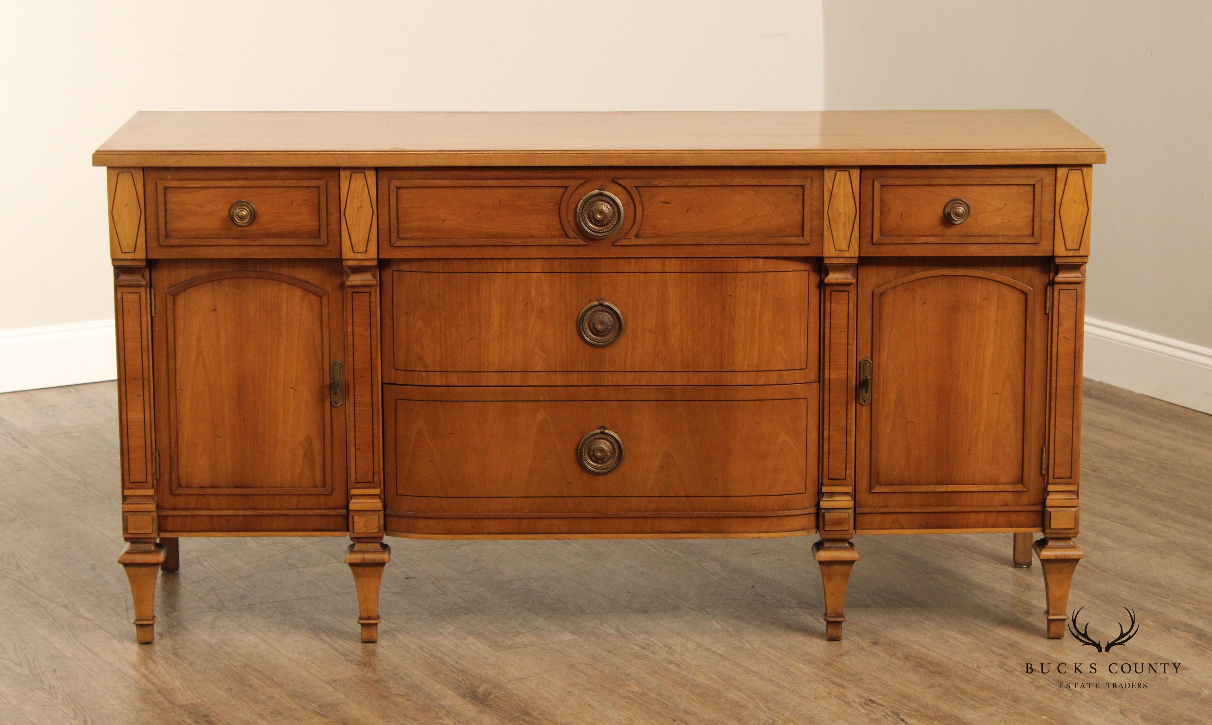 Vintage French Directoire Style Walnut Buffet Sideboard