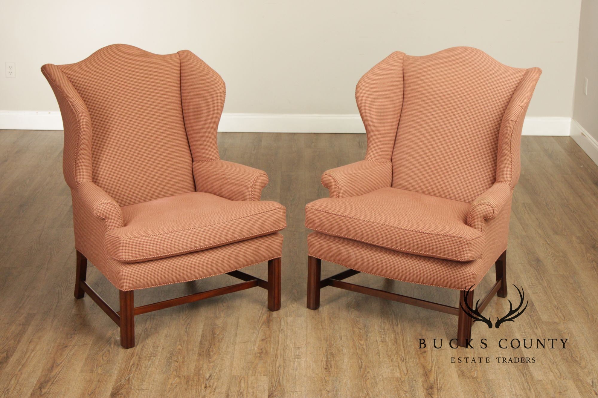 Kittinger Williamsburg Adaptation Pair of Mahogany Wing Chairs