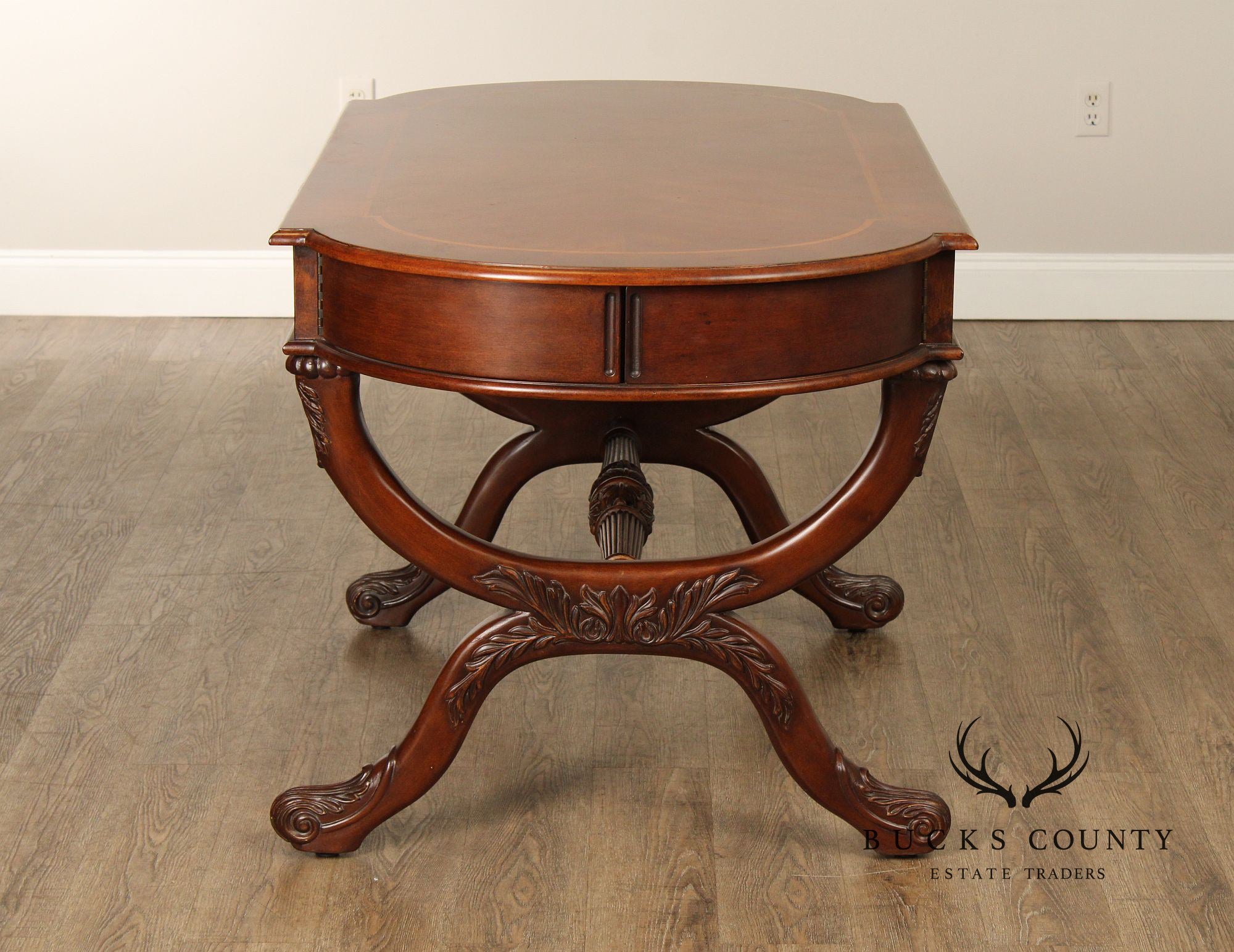 English Regency Style Inlaid Mahogany Writing Desk