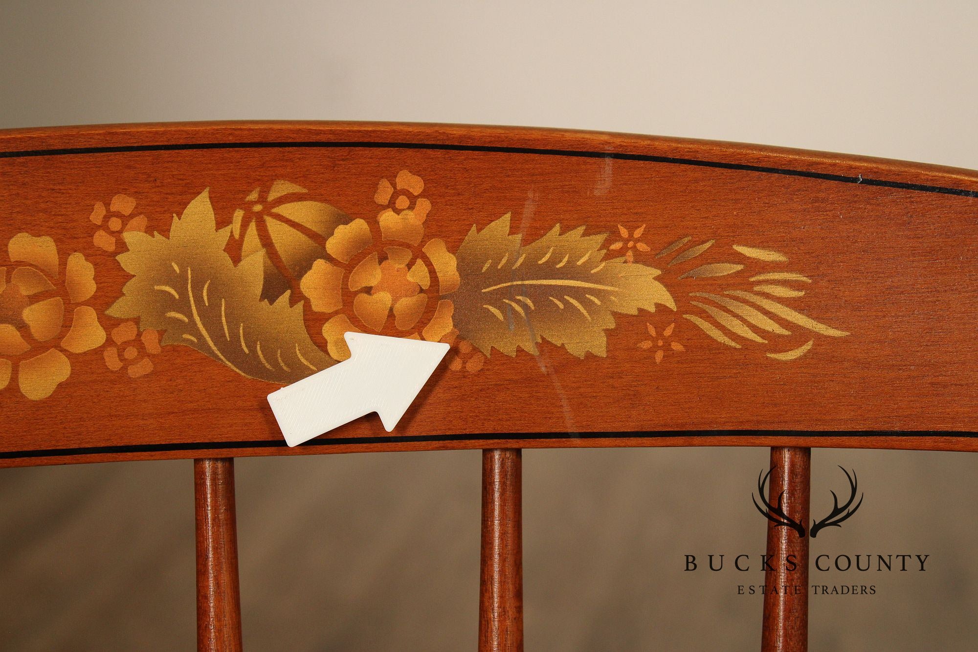 L. Hitchcock Set Of Four Stenciled Spindle Back Dining Chairs