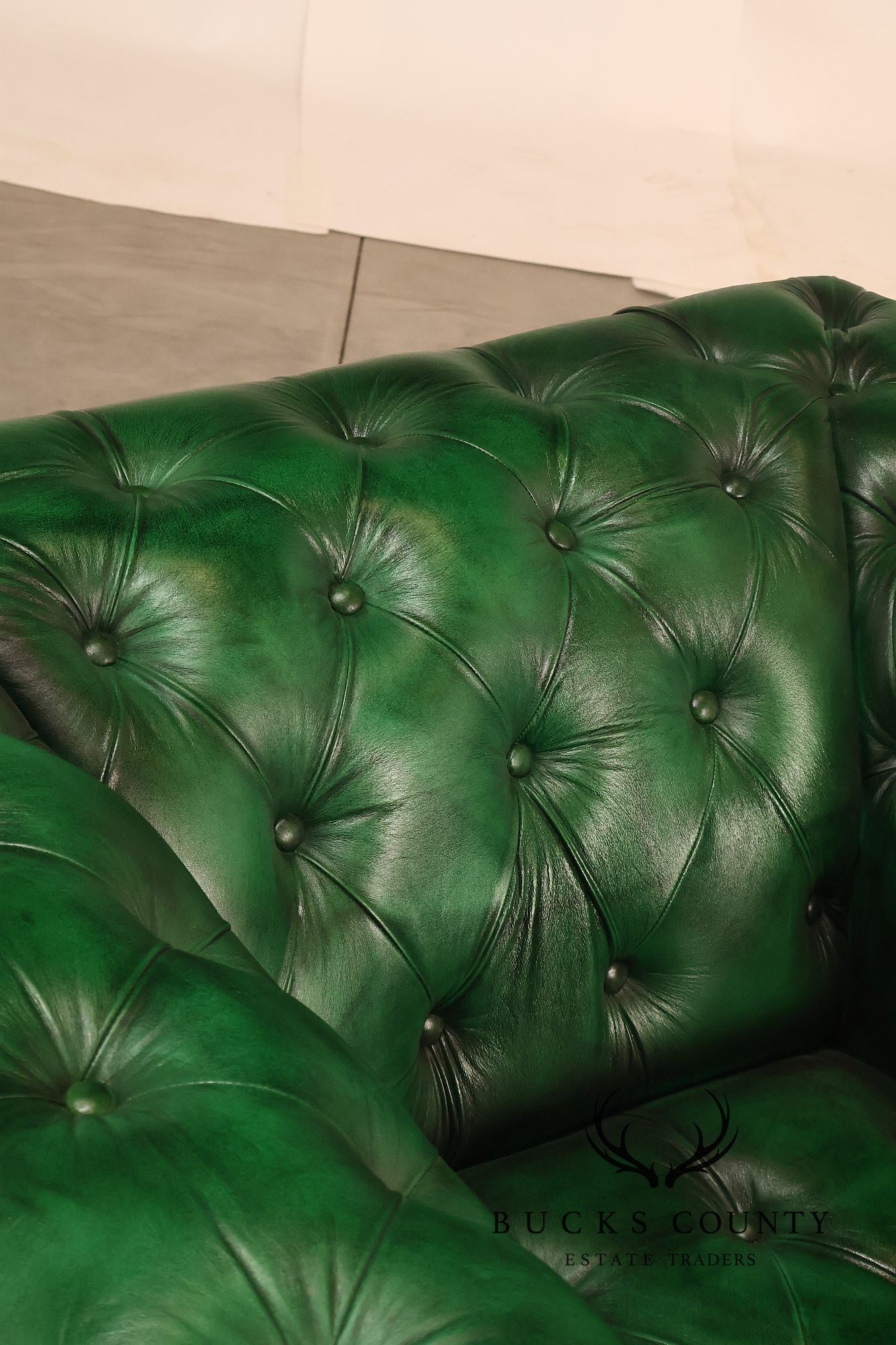 Chesterfield Style Polo Green Tufted Leather Club Chair