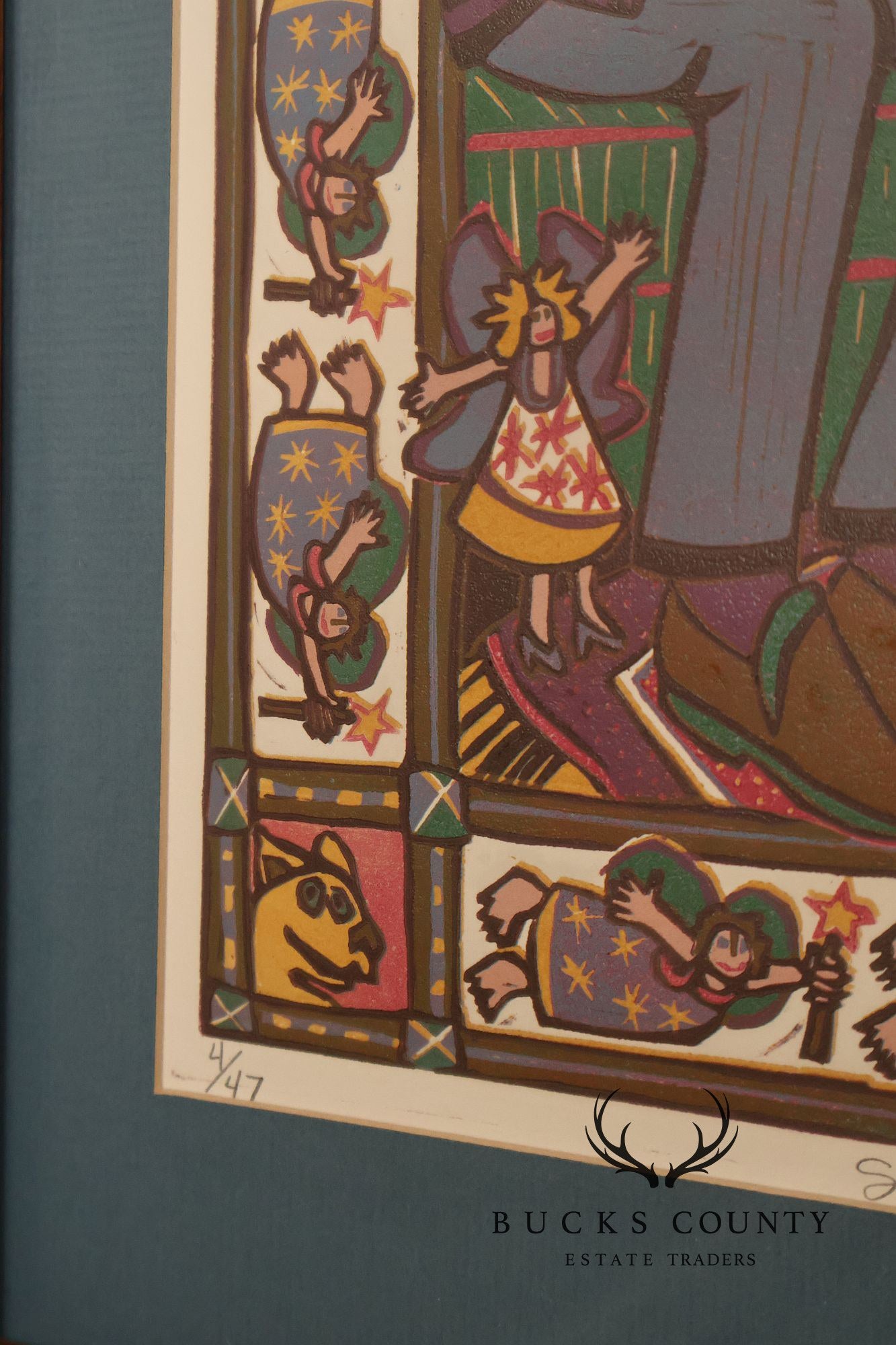 Mary Hamilton Linocut, 'Stories'