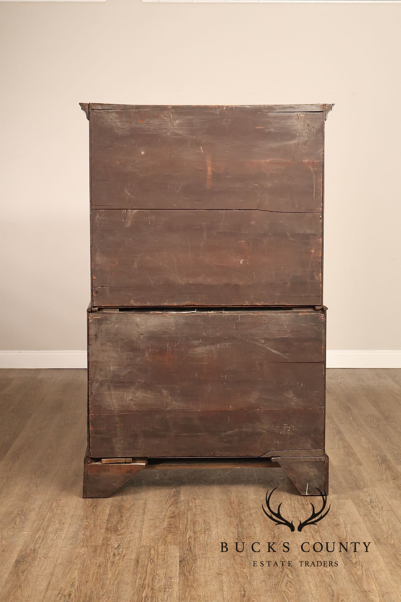 Antique Georgian Style Inlaid Mahogany Chest On Chest