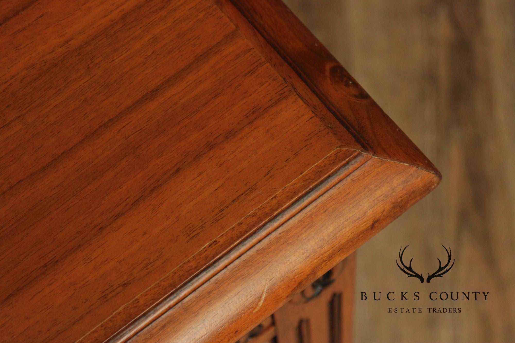 1930 Walnut Carved Pedestal Executive Desk with Pull-Out Writing Slides