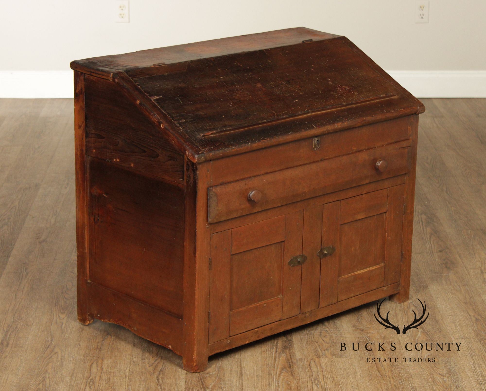 Antique Country Pine Slant Front Schoolmaster’s Desk