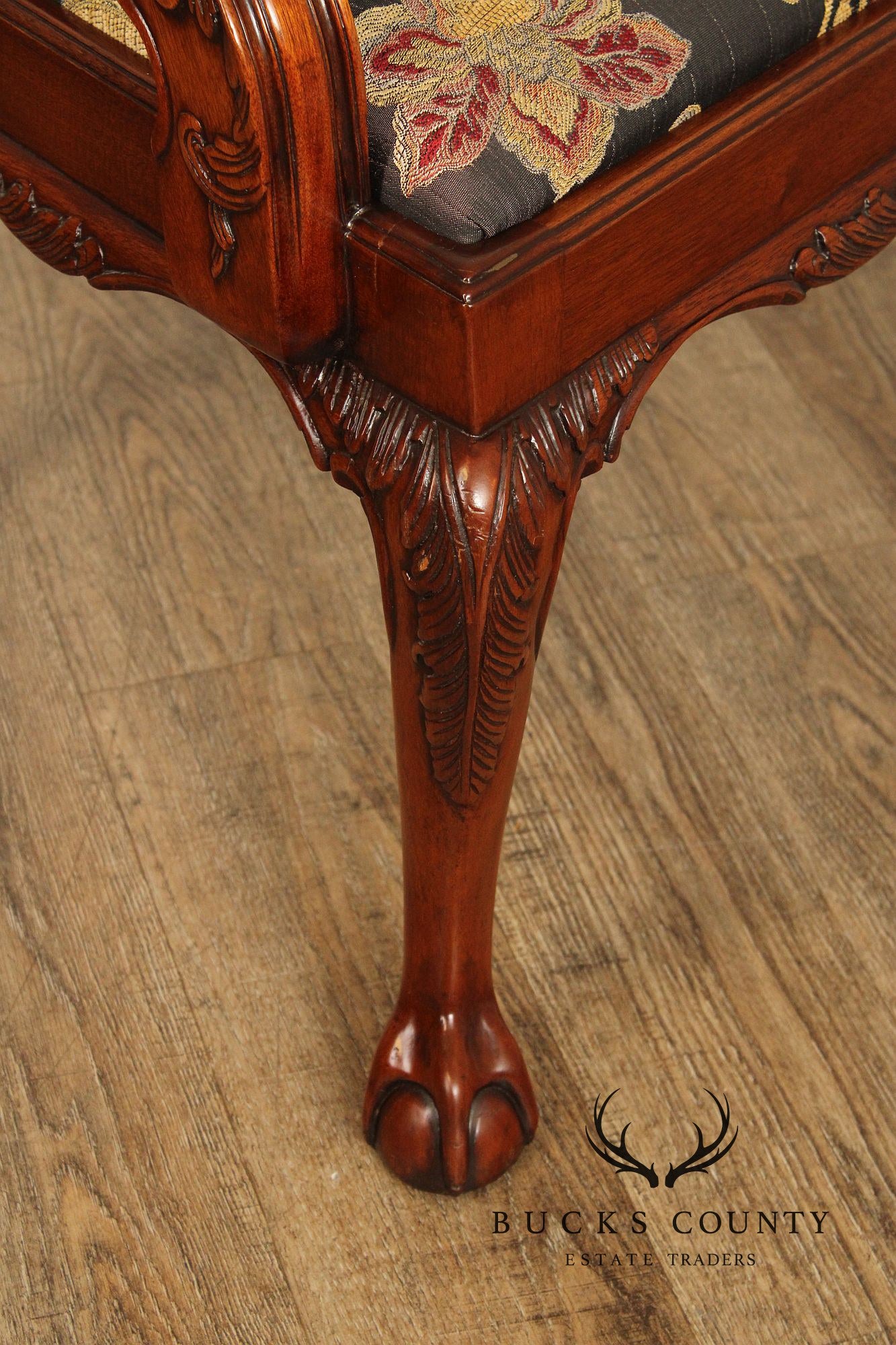 Georgian Style Set of Six Carved Mahogany Dining Chairs