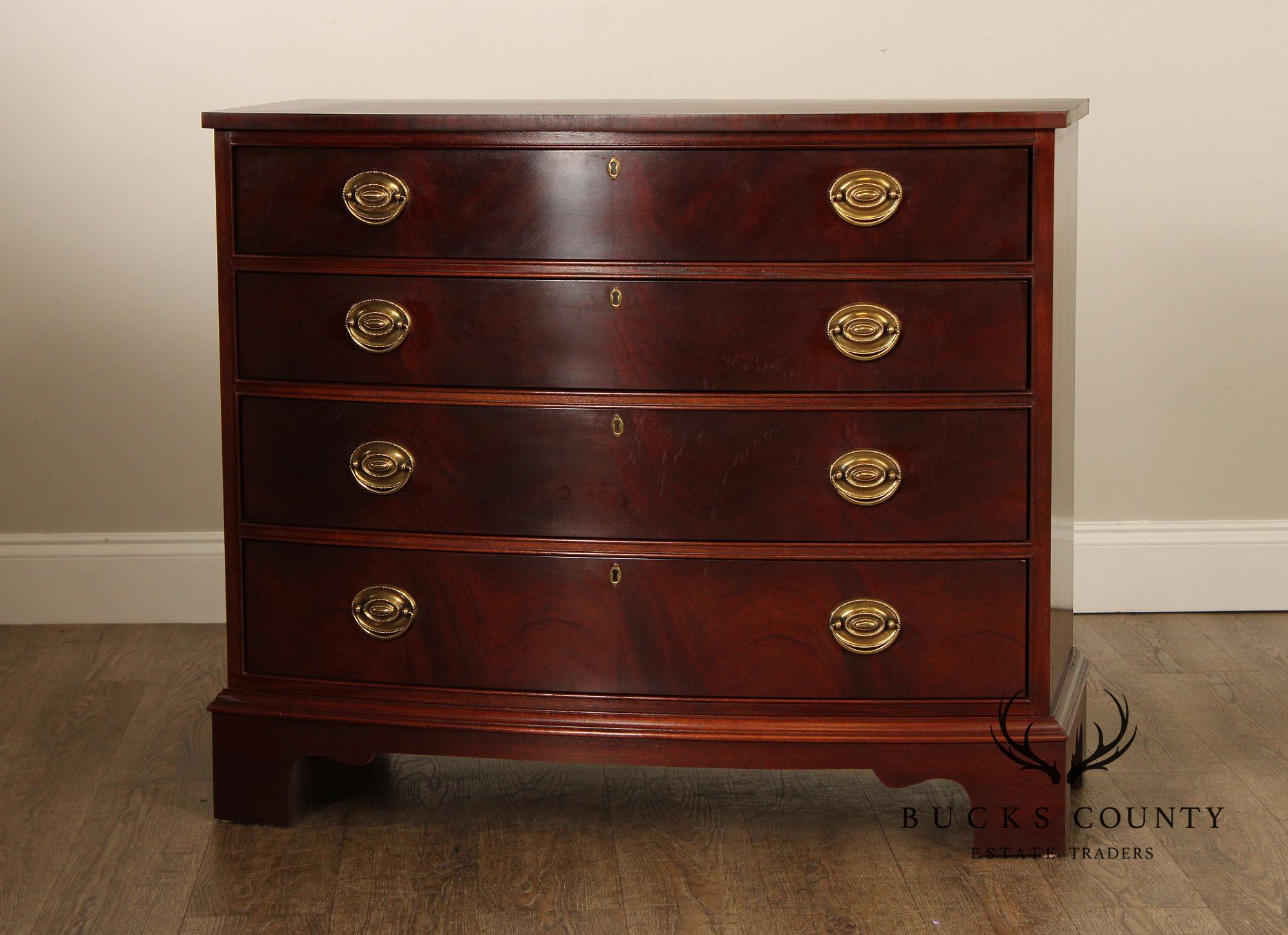 Ethan Allen 18th Century Mahogany Collection Bowfront Chest