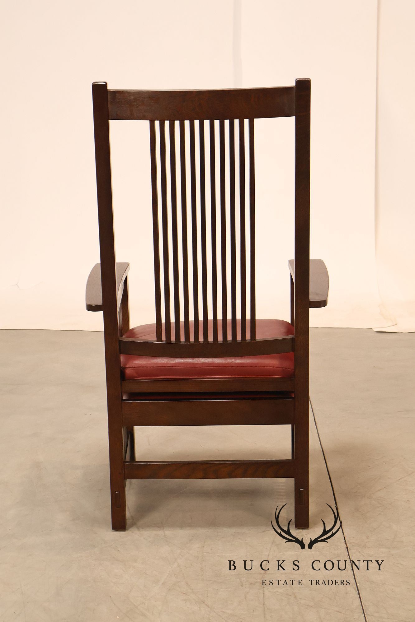 Stickley Mission Collection Set Of Four Oak High Back Spindle Dining Chairs