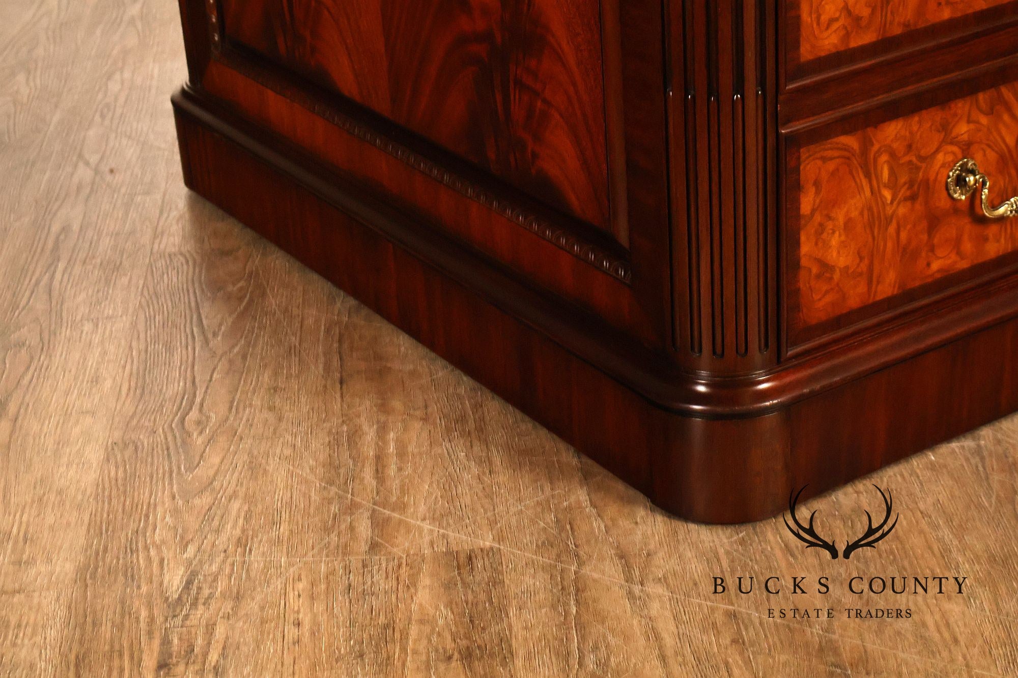 Henkel Harris Mahogany And Burlwood Leather Top Executive Desk