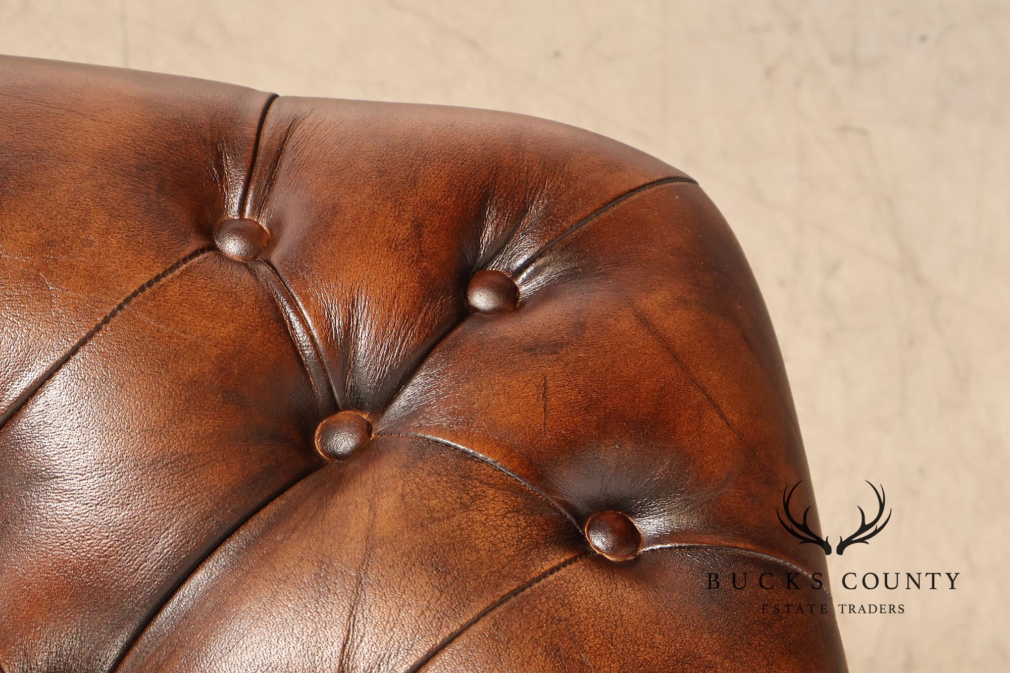 Chesterfield Style Brown Leather Sofa