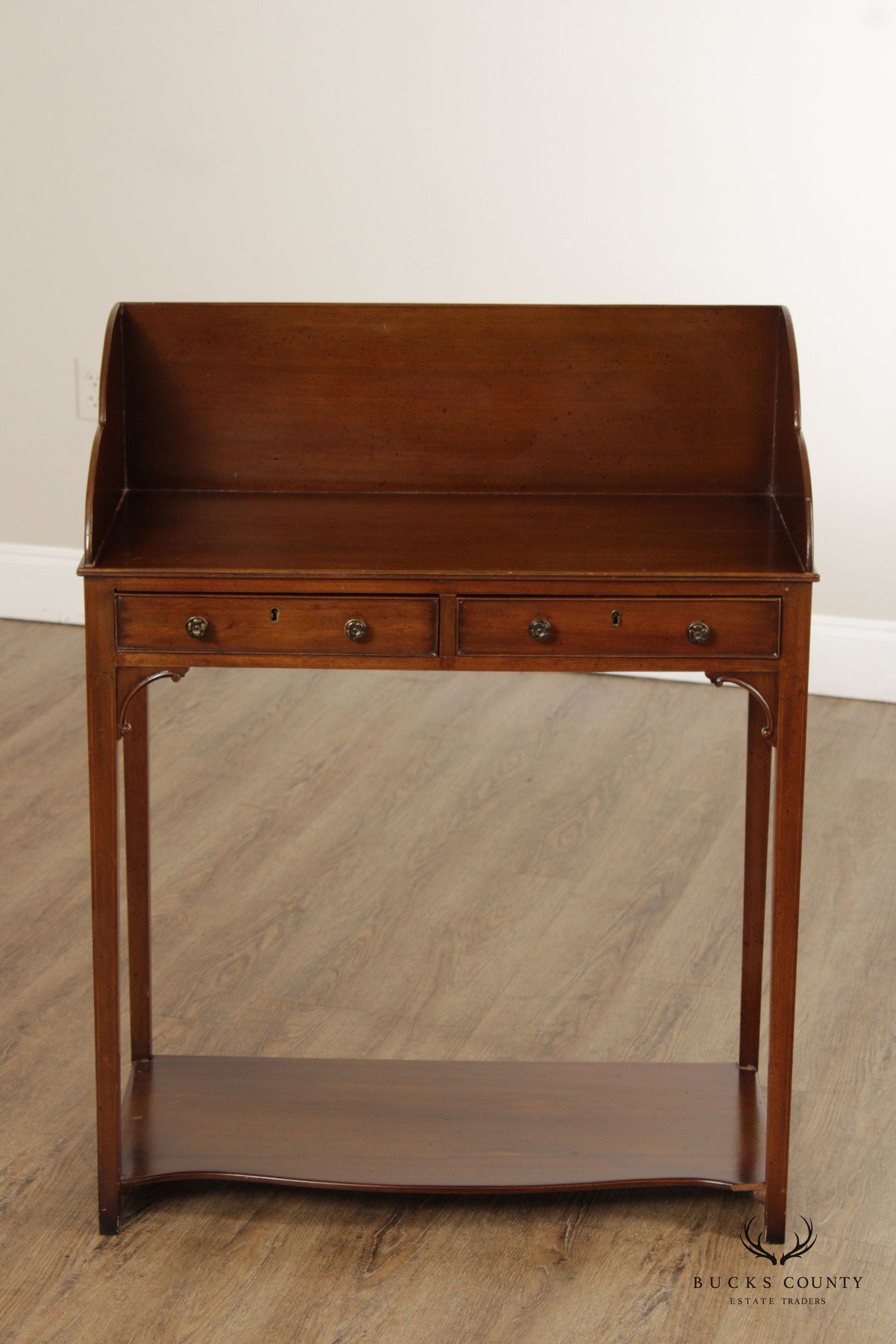 Georgian Style Mahogany Two-Drawer Server Console Table With Gallery