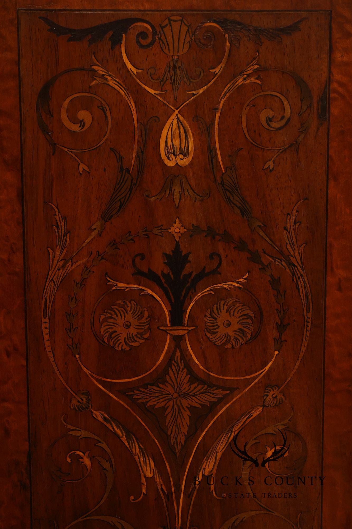 Antique Edwardian Inlaid Mahogany Corner Cabinet