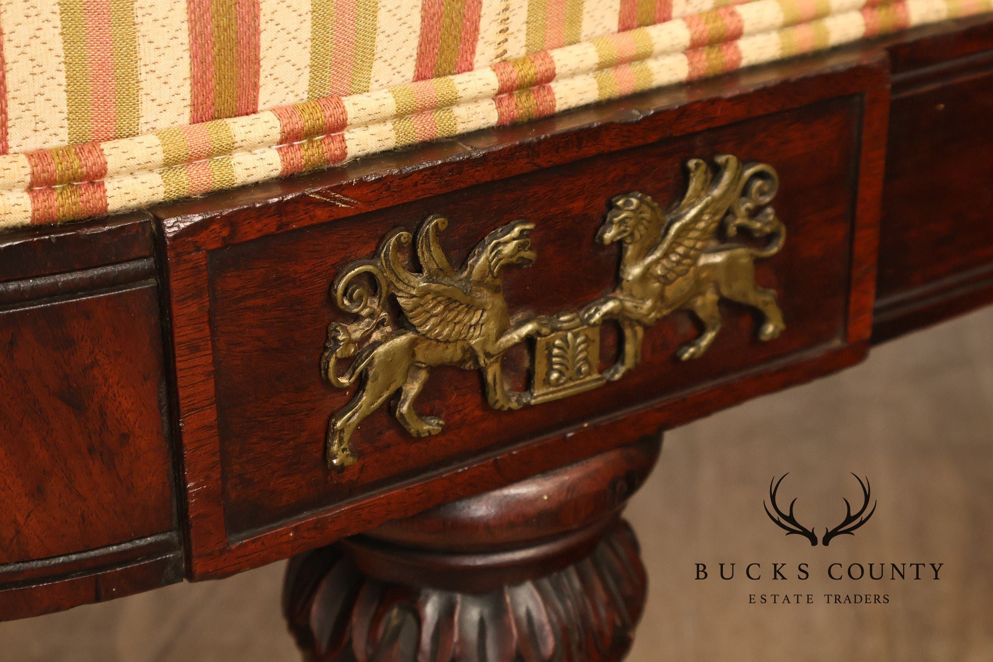 Antique American Empire Period 19th Century Carved Mahogany Sofa