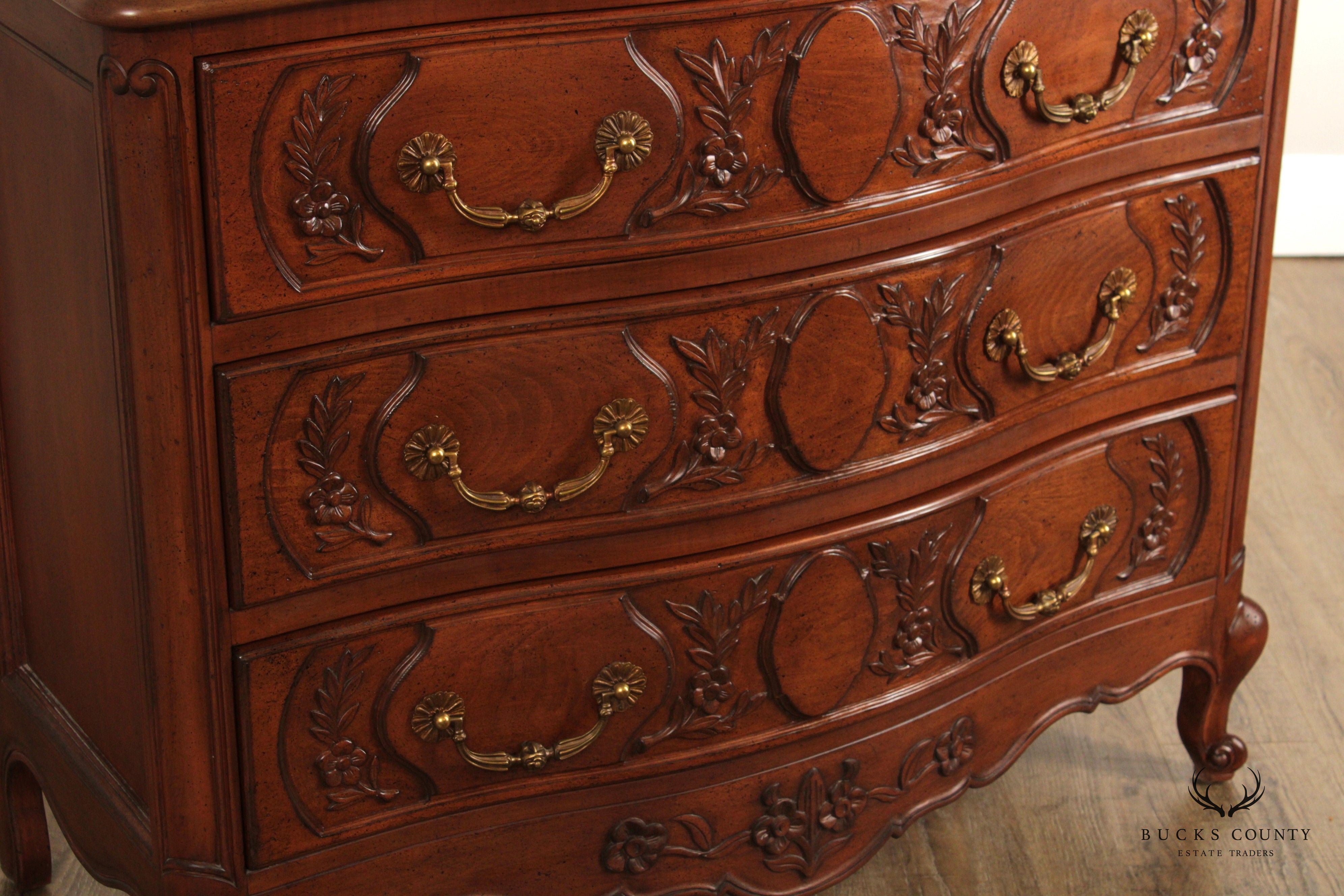 Auffray & Company French Louis XV Style Carved Fruitwood Chest Of Drawers