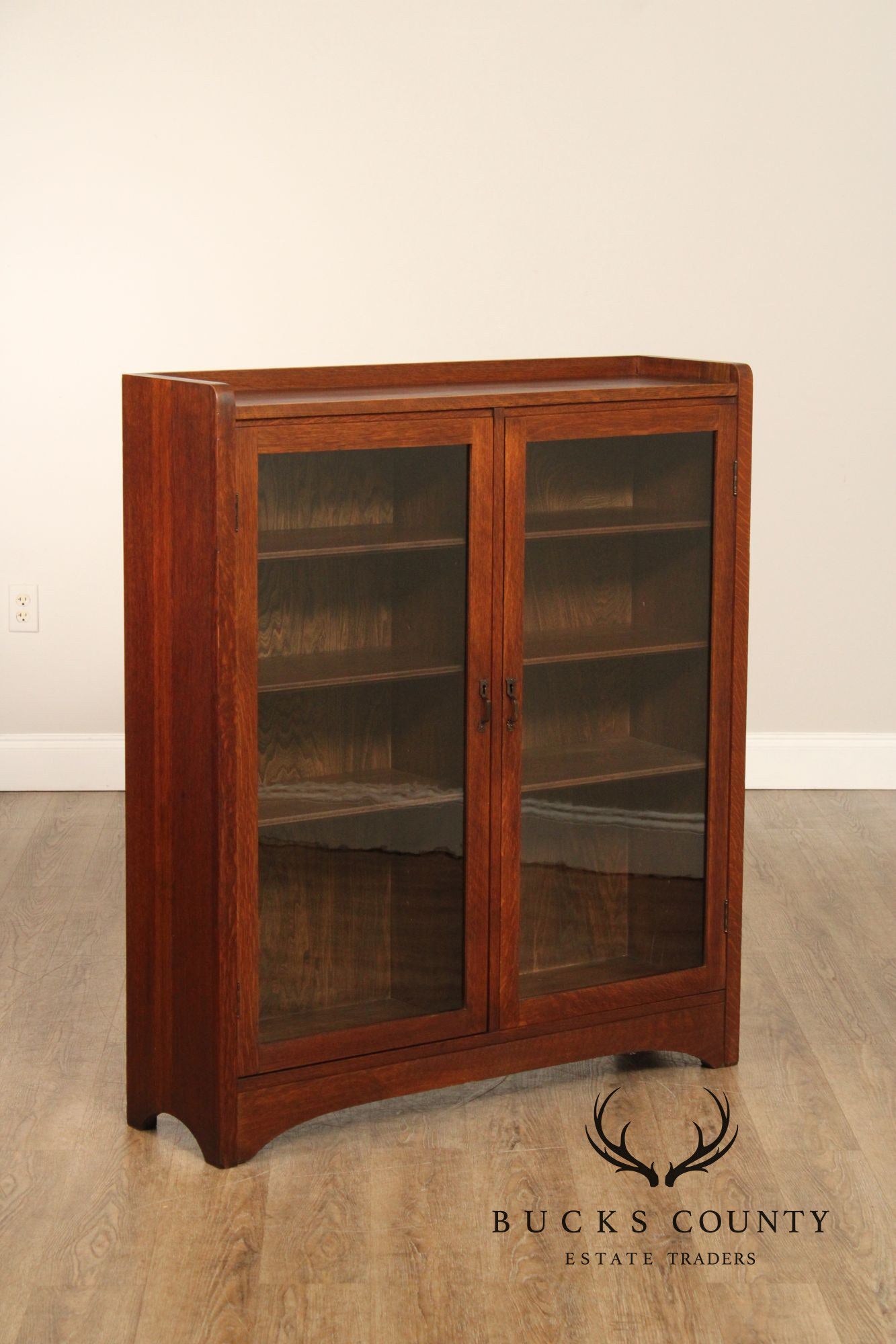Antique Mission Oak Two-Door Bookcase