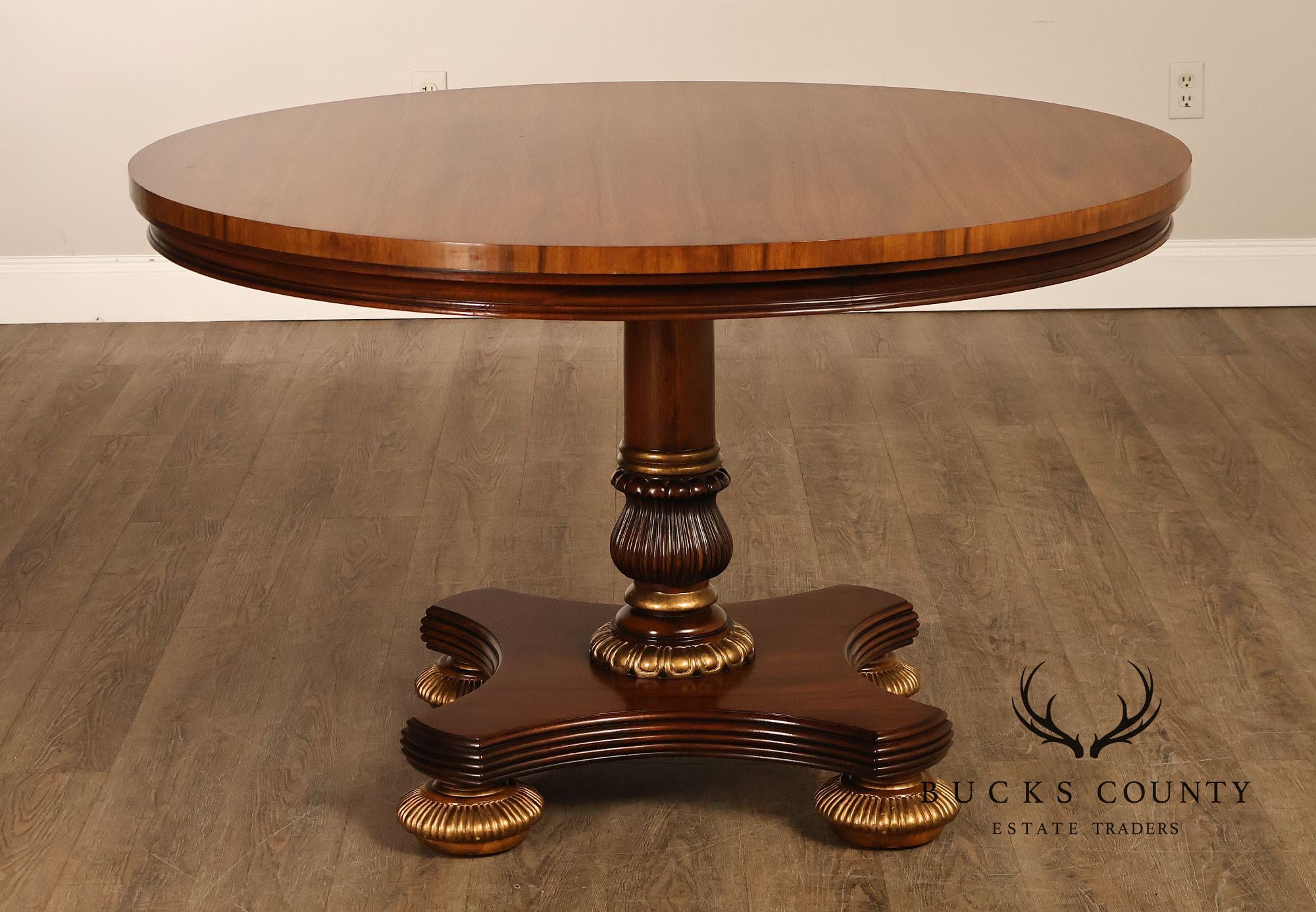 English Regency Style 48" Round Mahogany Center Table