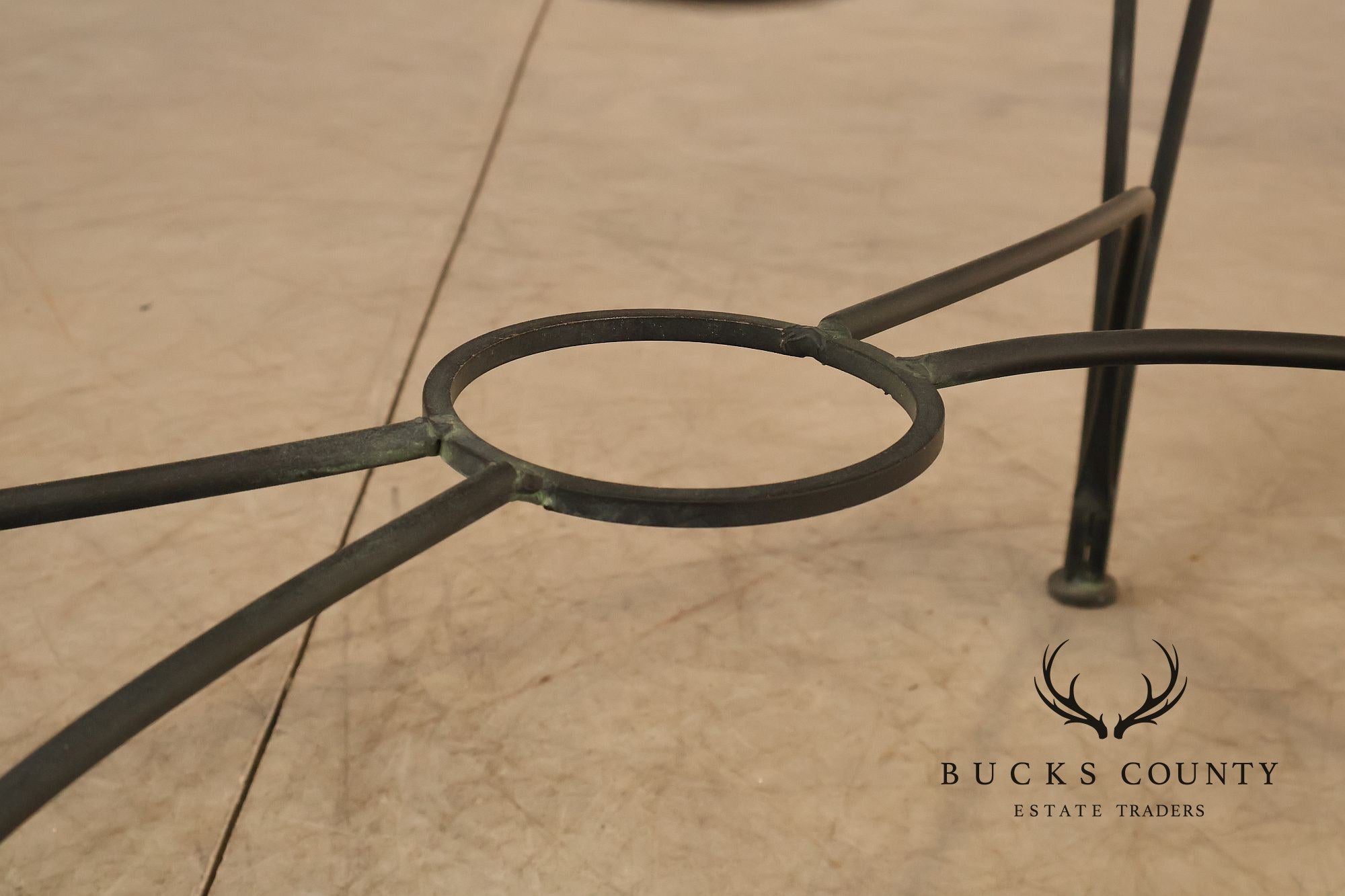 Vintage Glass Top Wrought Iron Patio Table