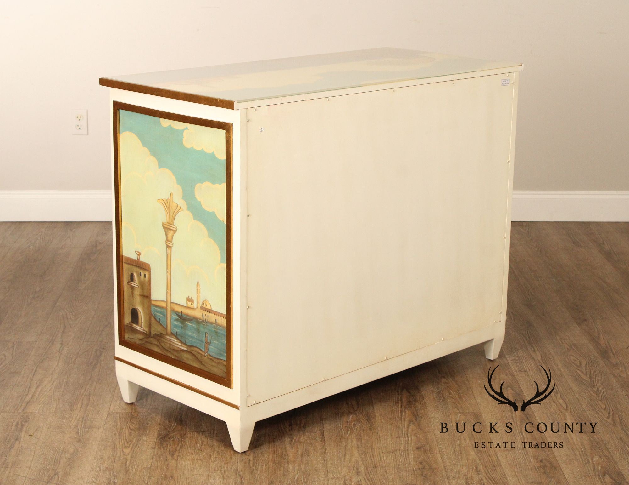 MODERN HISTORY HAND PAINTED VENETIAN THREE DRAWER CHEST COMMODE