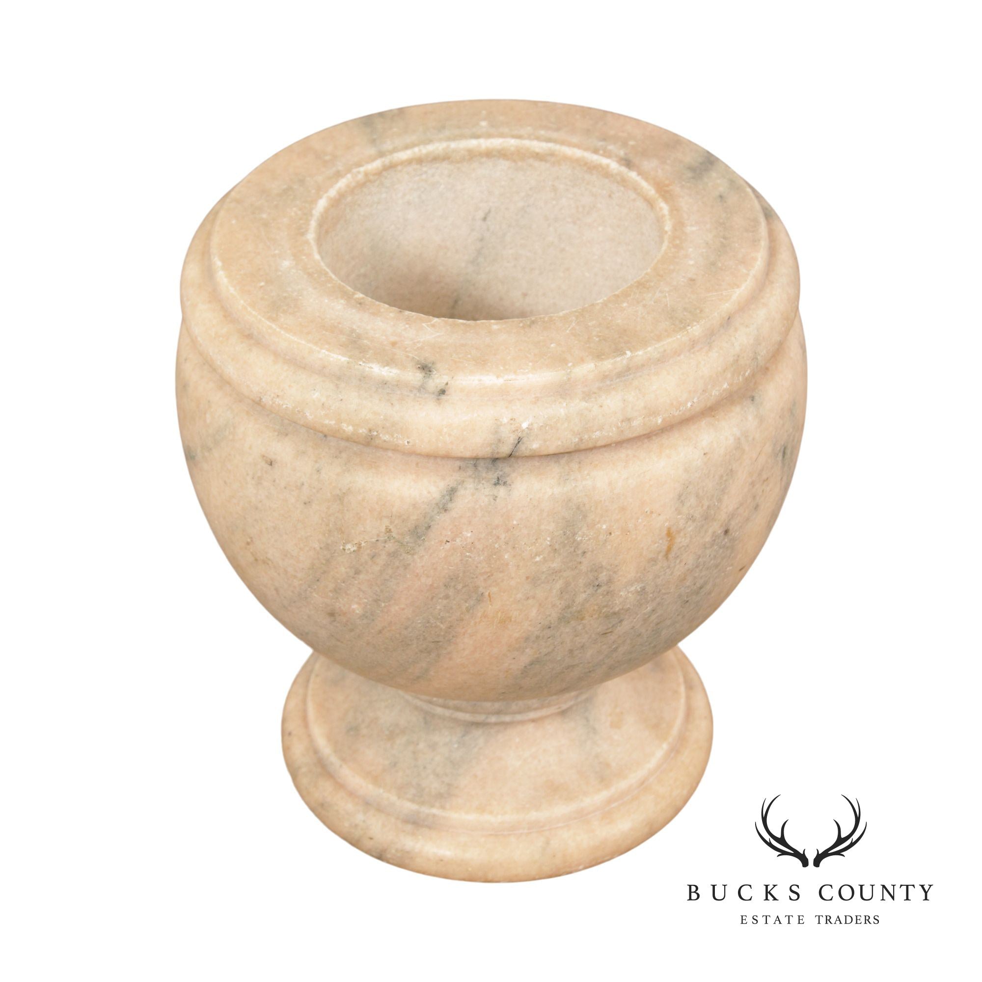 Antique Style Marble Footed Urn Vase with Turned Rim