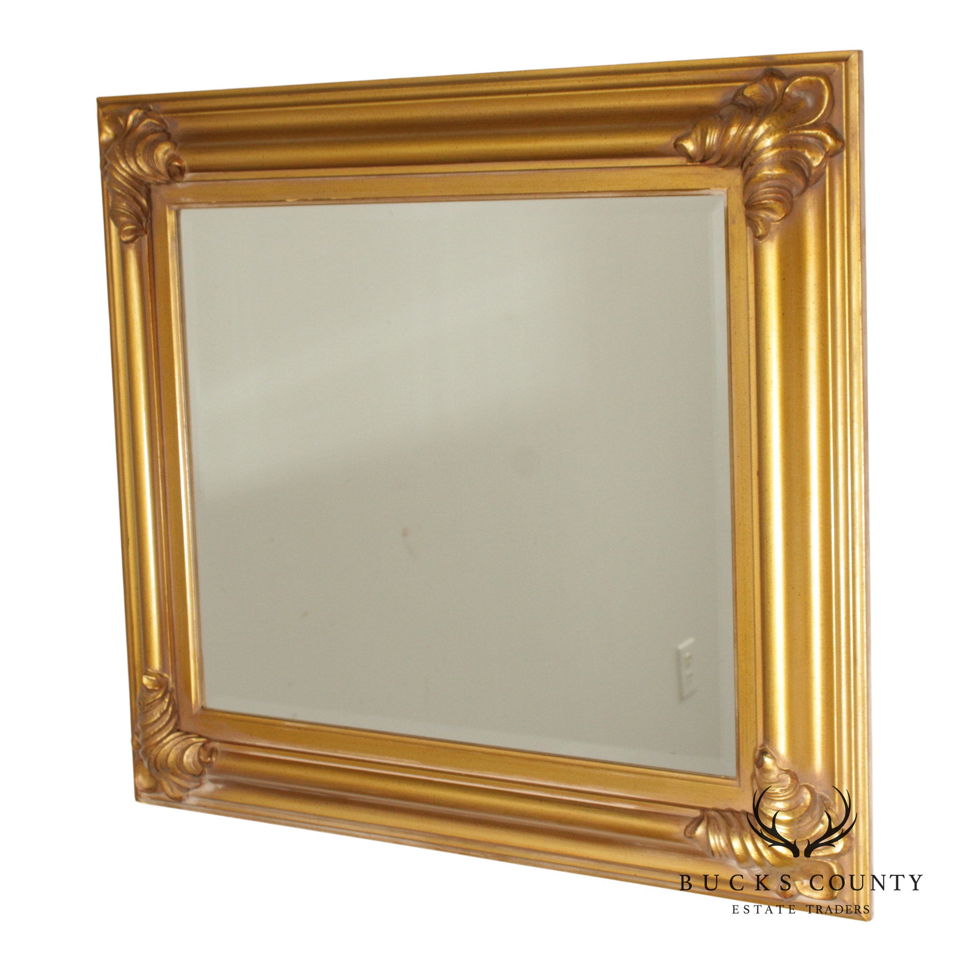 Vintage Carved Giltwood Beveled Wall Mirror