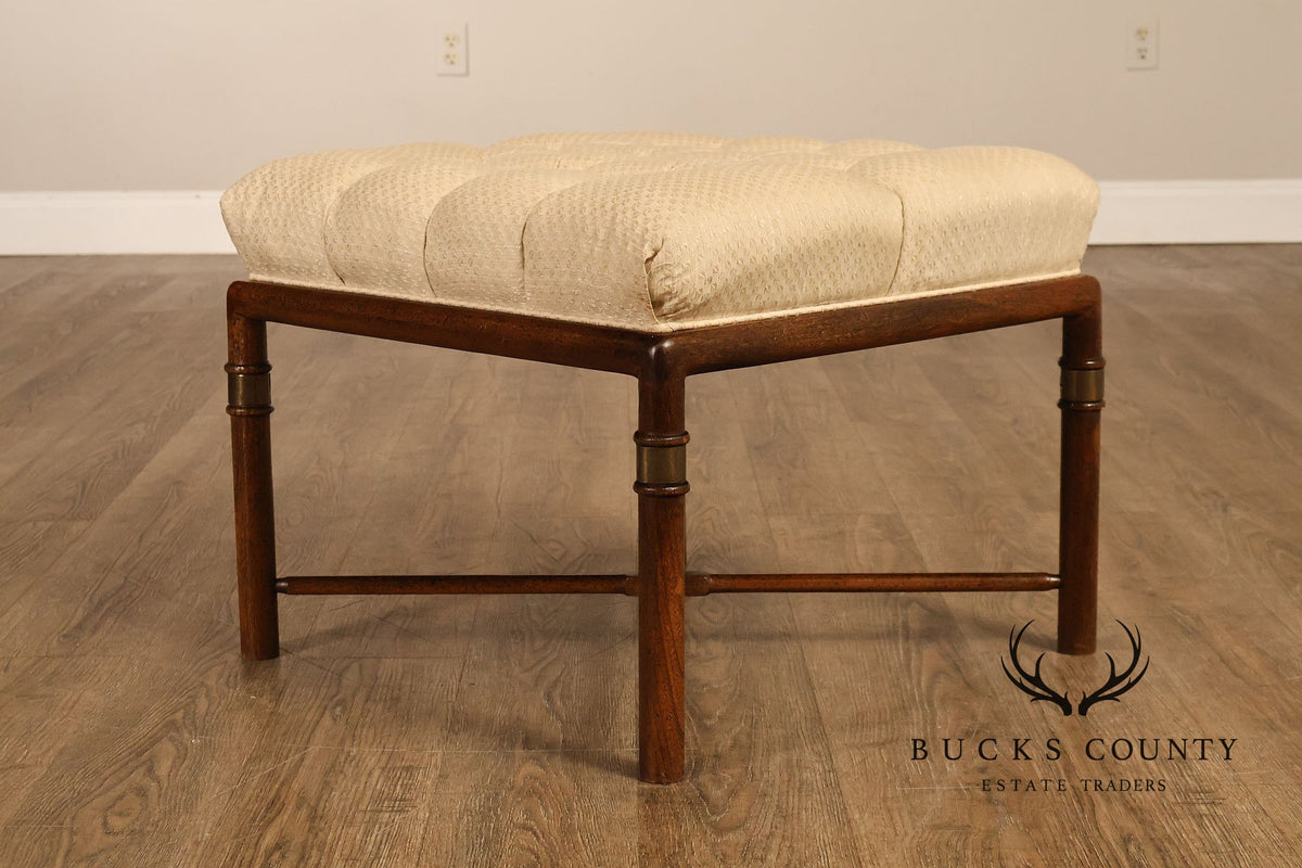 Mid Century Modern Pair of Upholstered Walnut Benches