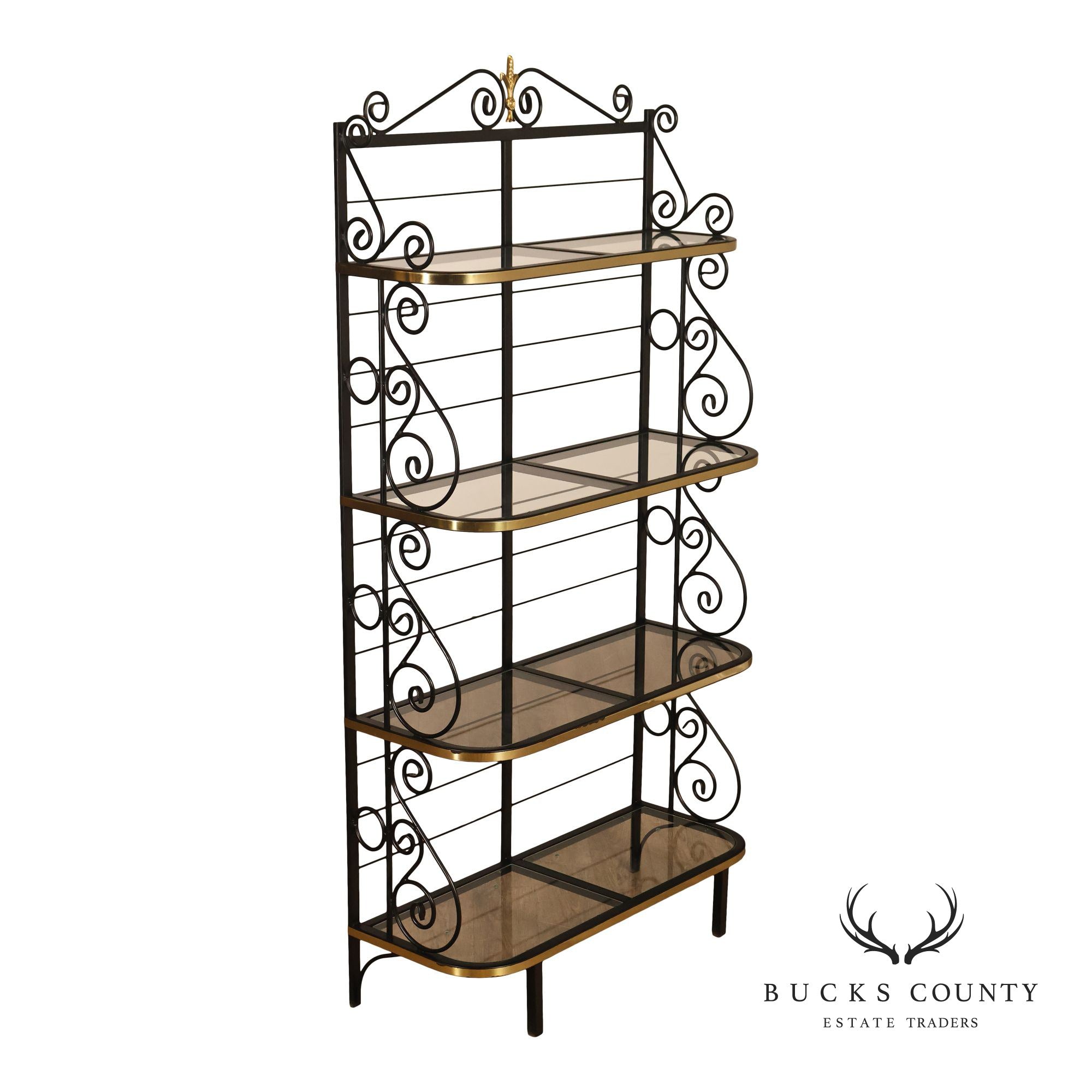 Morecraft French Country Style Wrought Iron And Glass Étagère