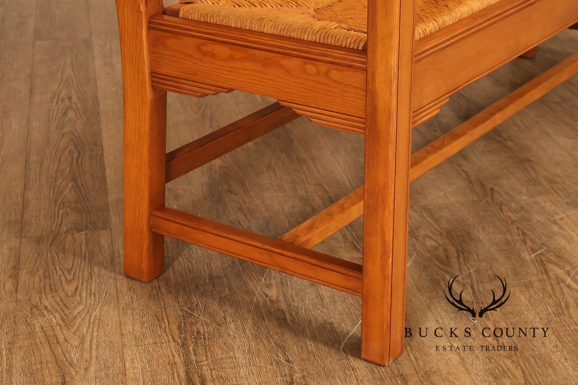 Vintage Southwestern Style Rush Seat Bench
