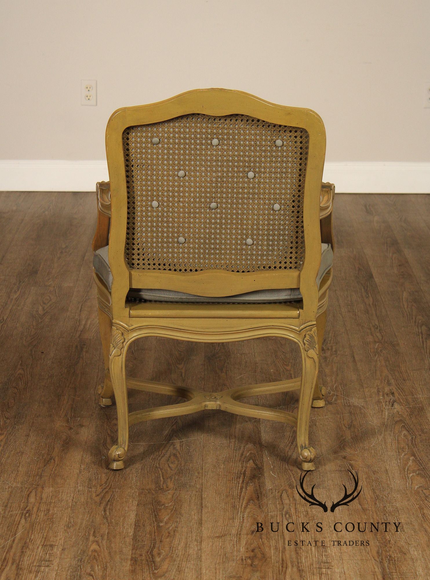 French Louis XV Style Caned  Fauteuil Armchair