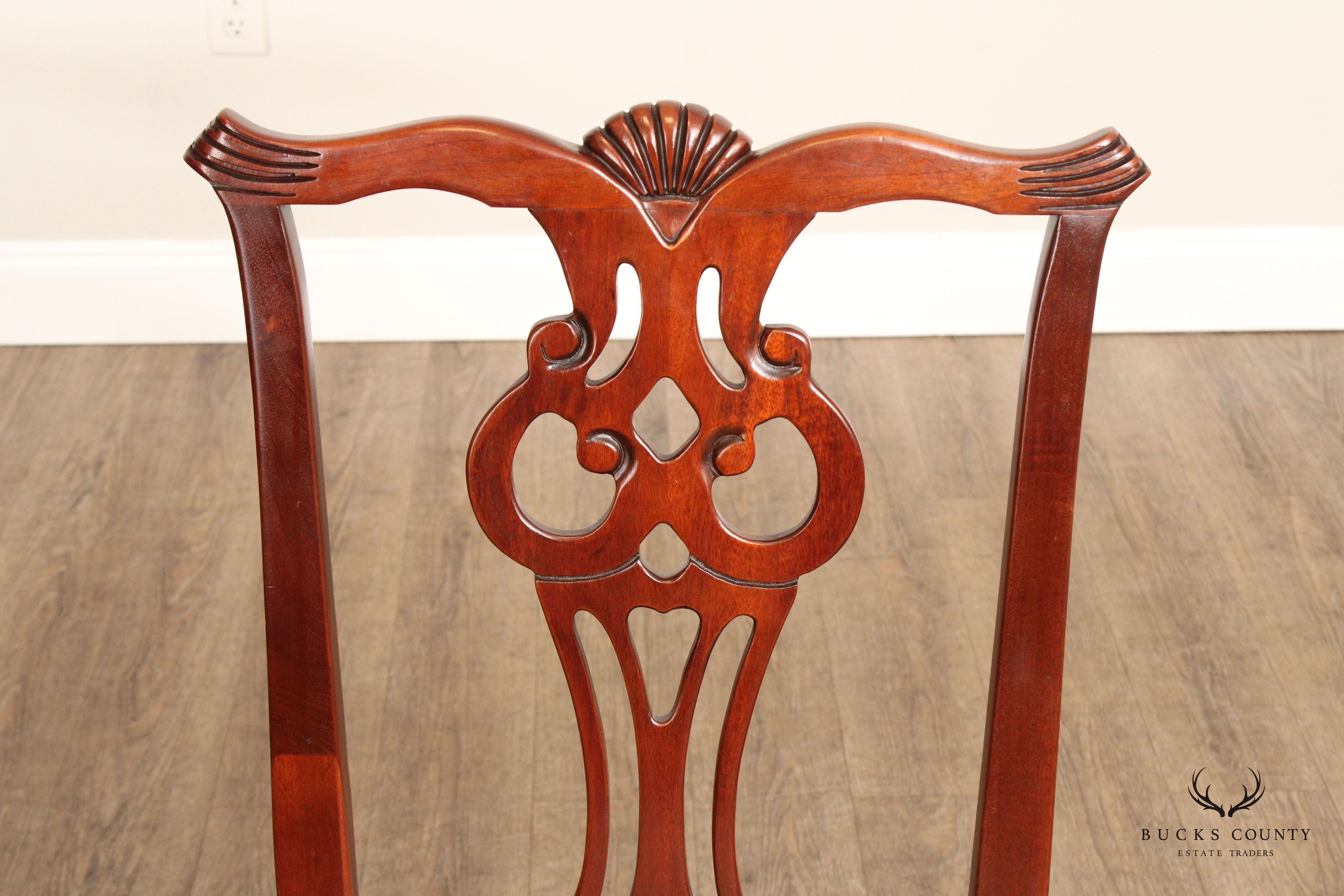 Chippendale Style Set of Six Carved Mahogany Dining Chairs