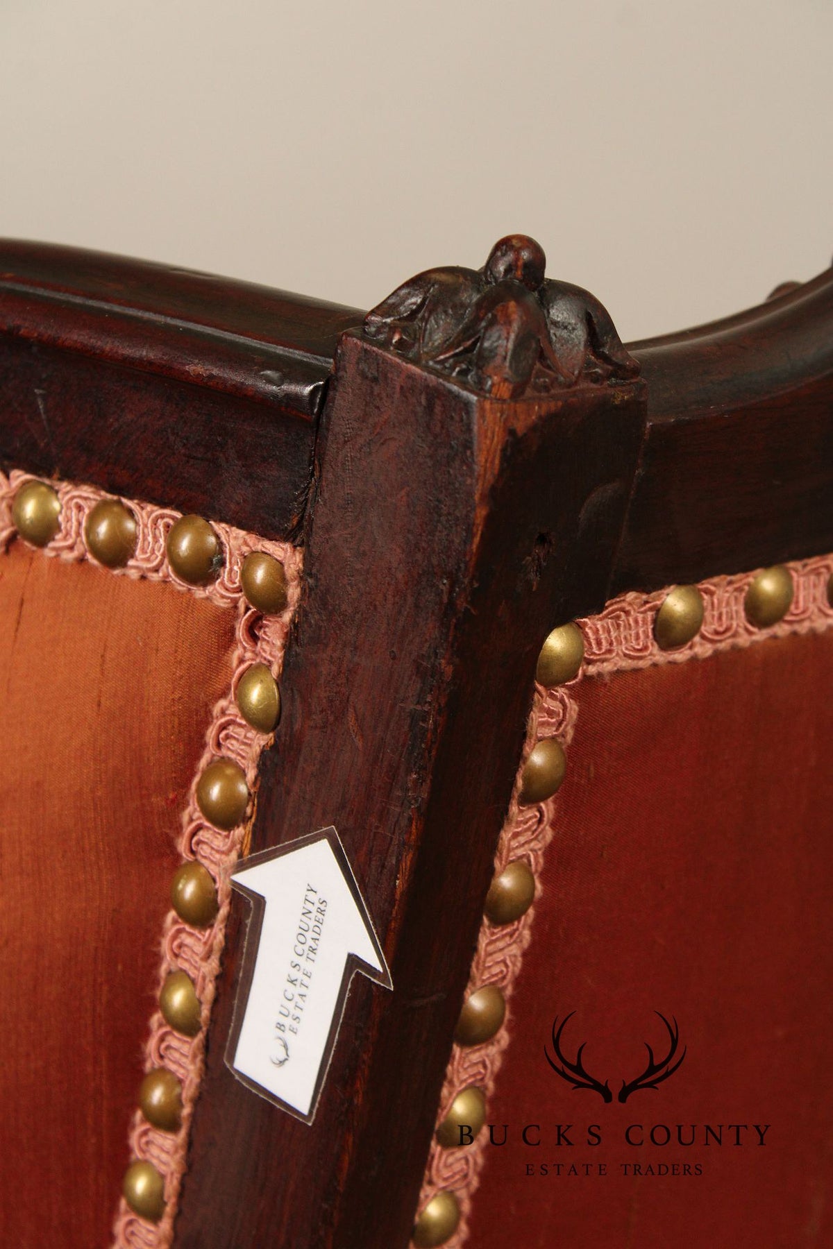 English Regency Style Antique Carved Mahogany Armchair