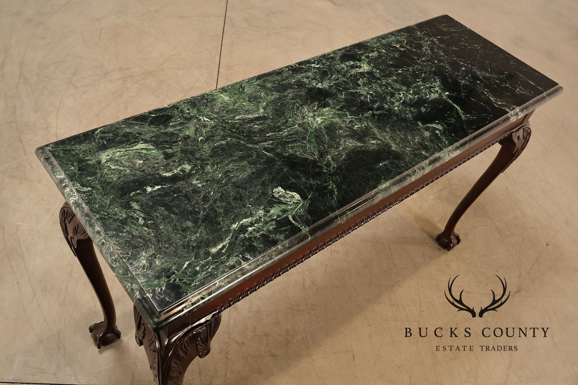 Stickley Chippendale Style Marble Top Mahogany Sofa Table Console