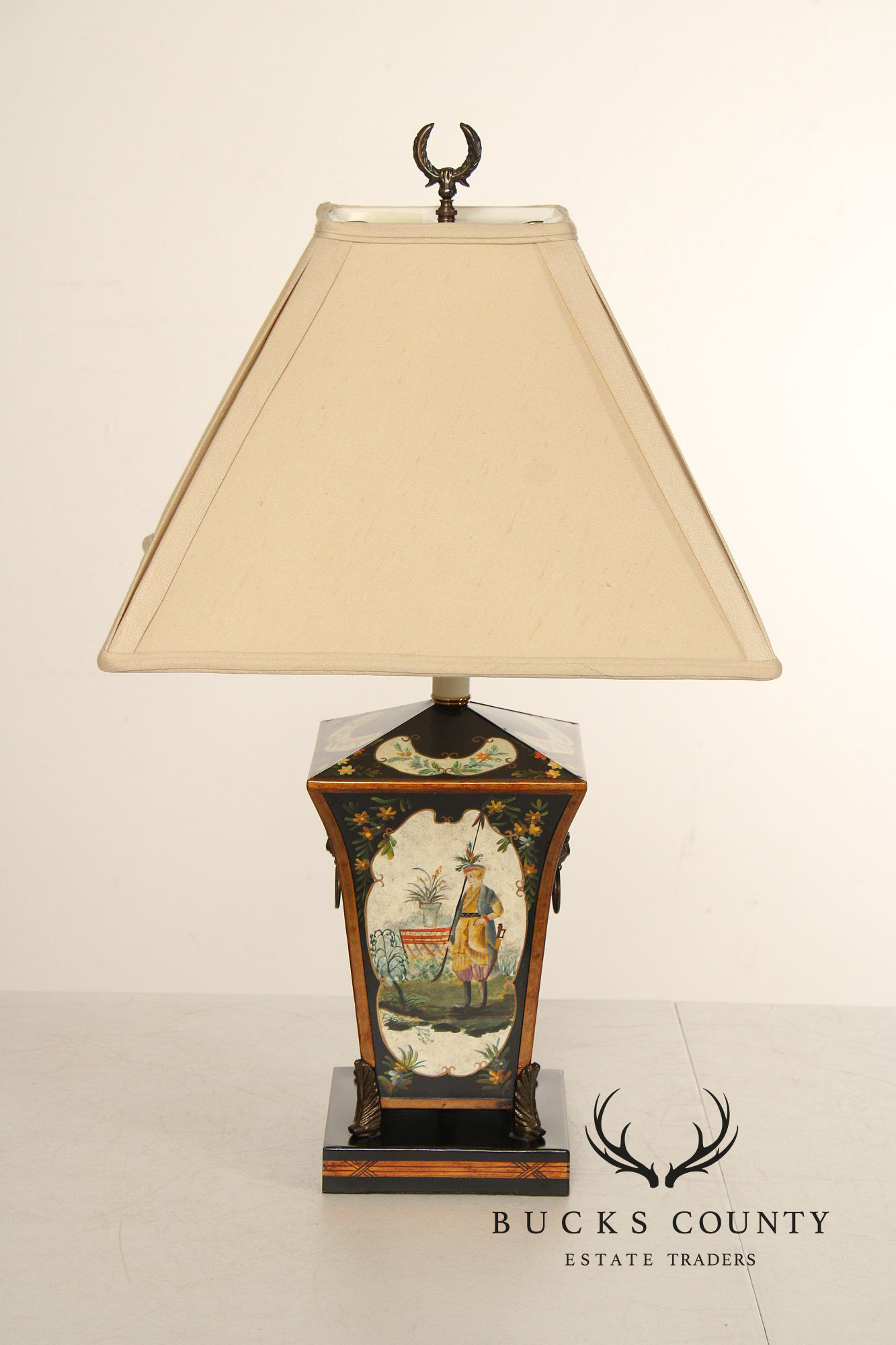 Chelsea House Pair of Painted Toleware Table Lamps