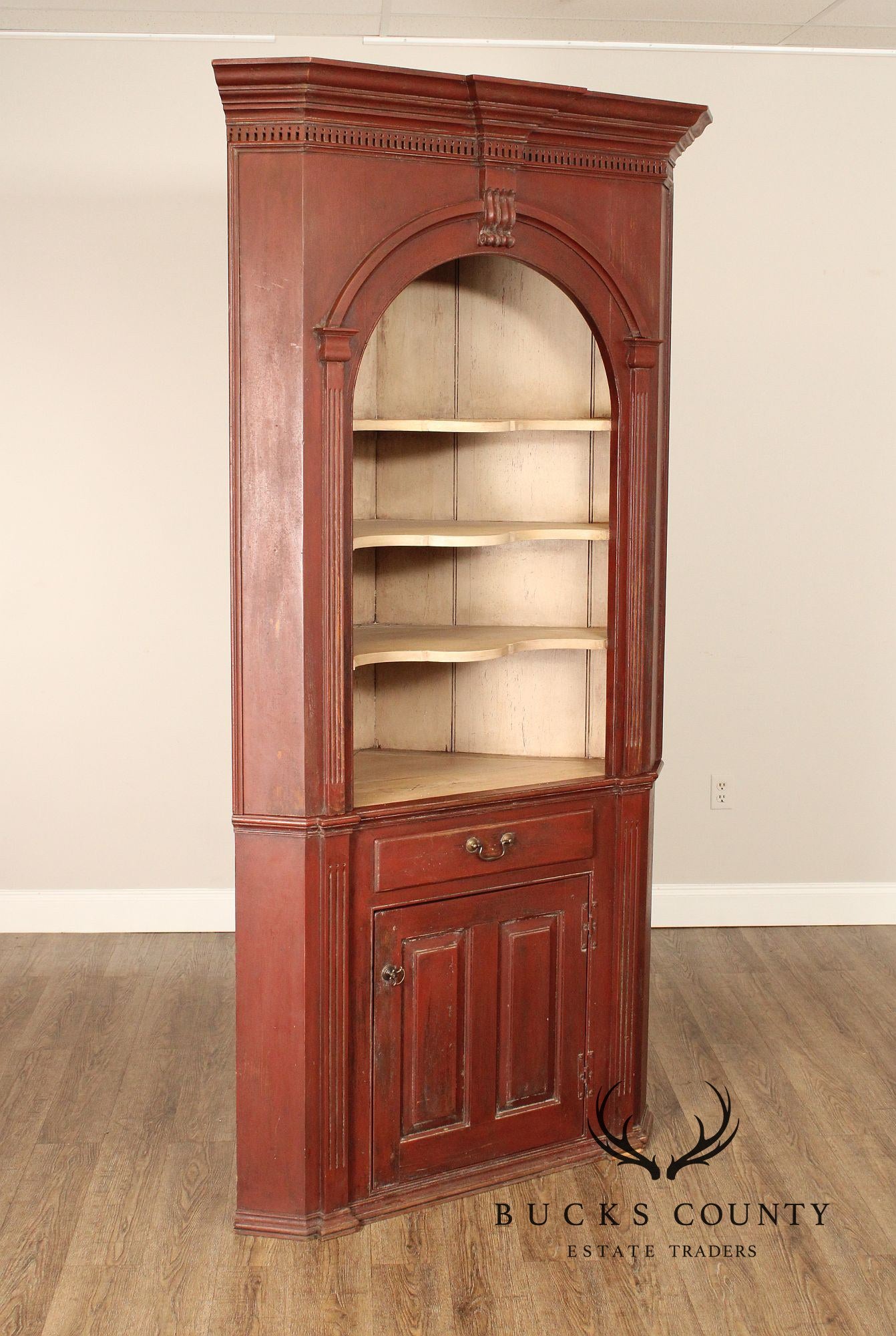 Custom Quality Large Painted Architectural Corner Cabinet