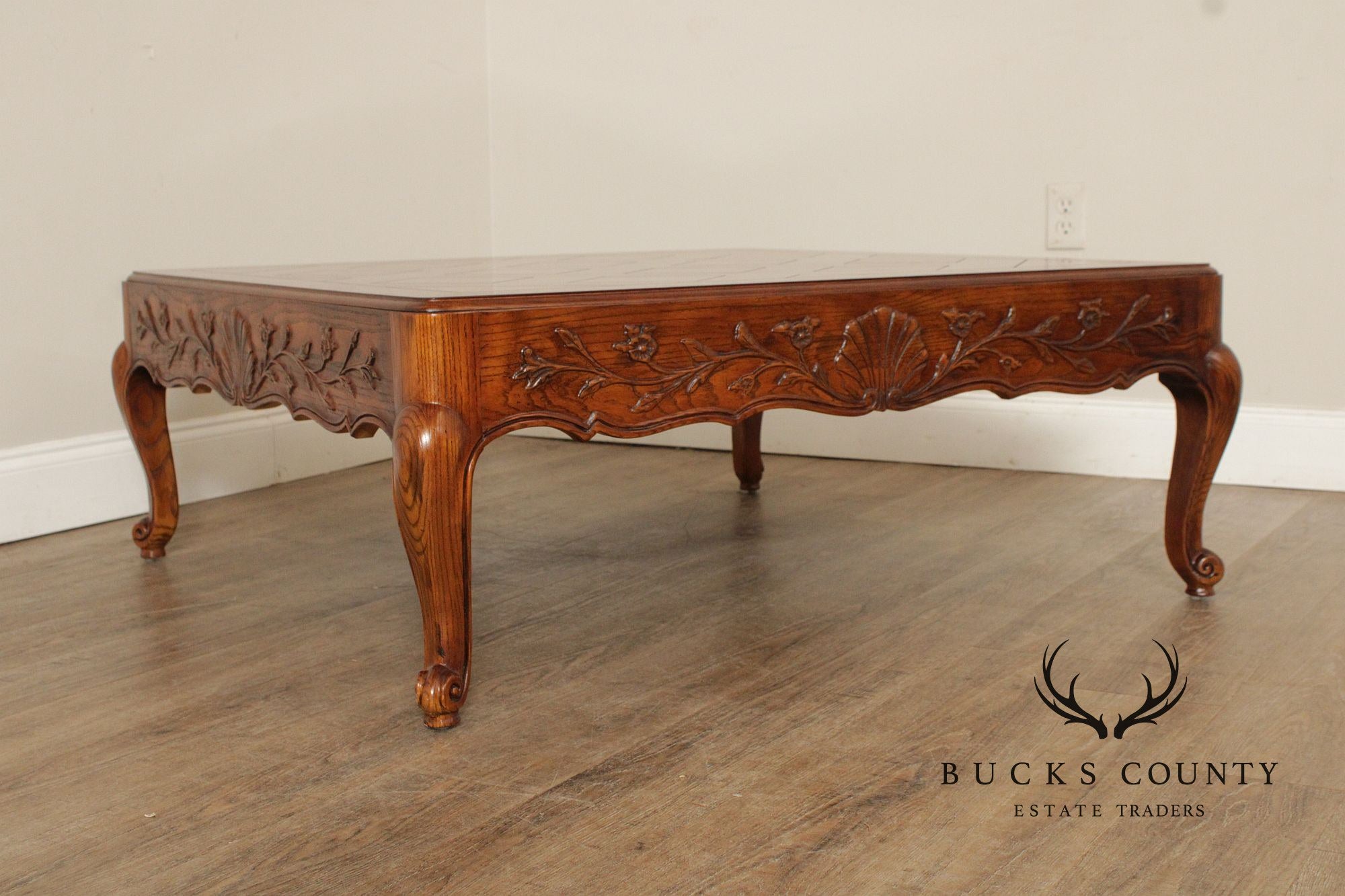 Henredon French Provincial Style Carved Oak Coffee Table