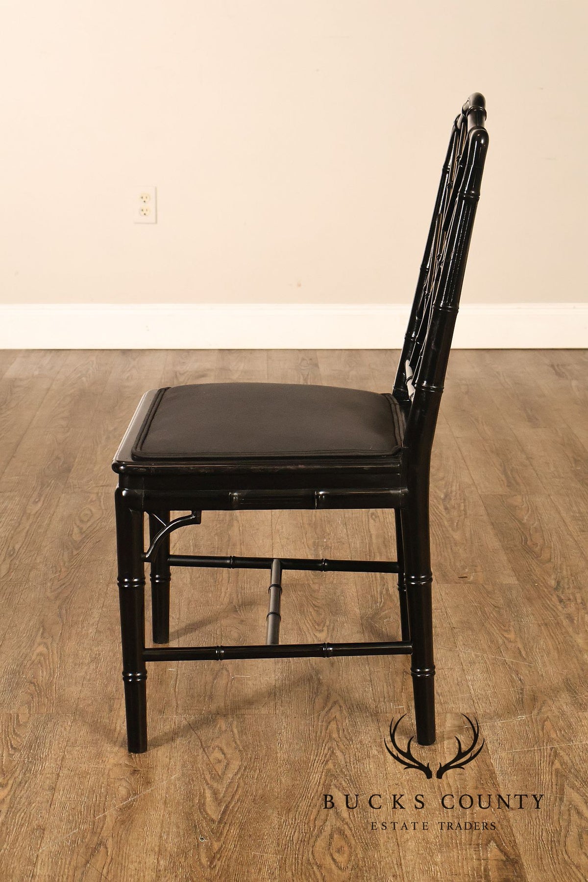 Chinese Chippendale Style Set of Four Faux Bamboo Dining Chairs