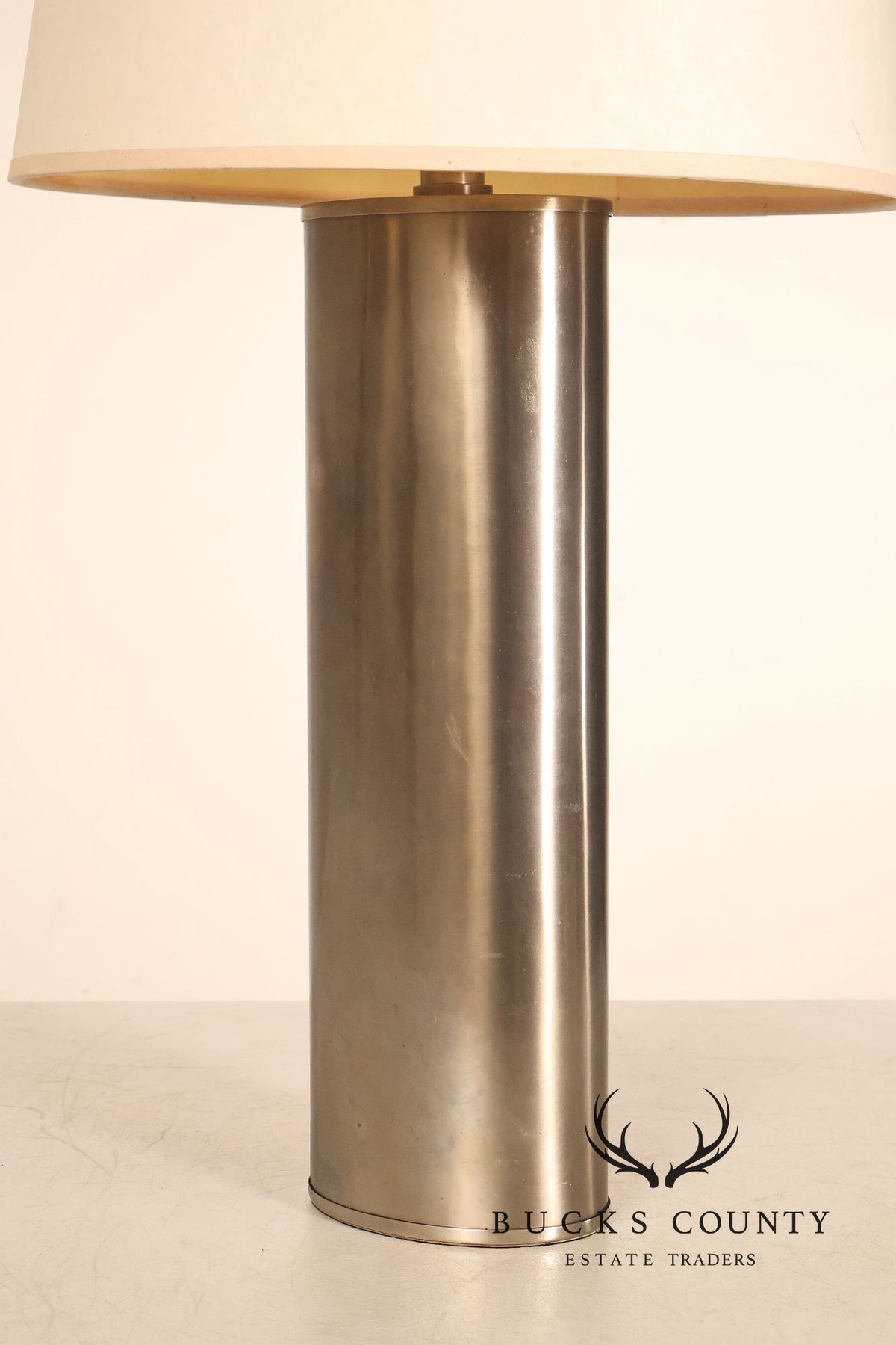 Comfort Co. Modernist Pair of Cylindrical Metal Table Lamps