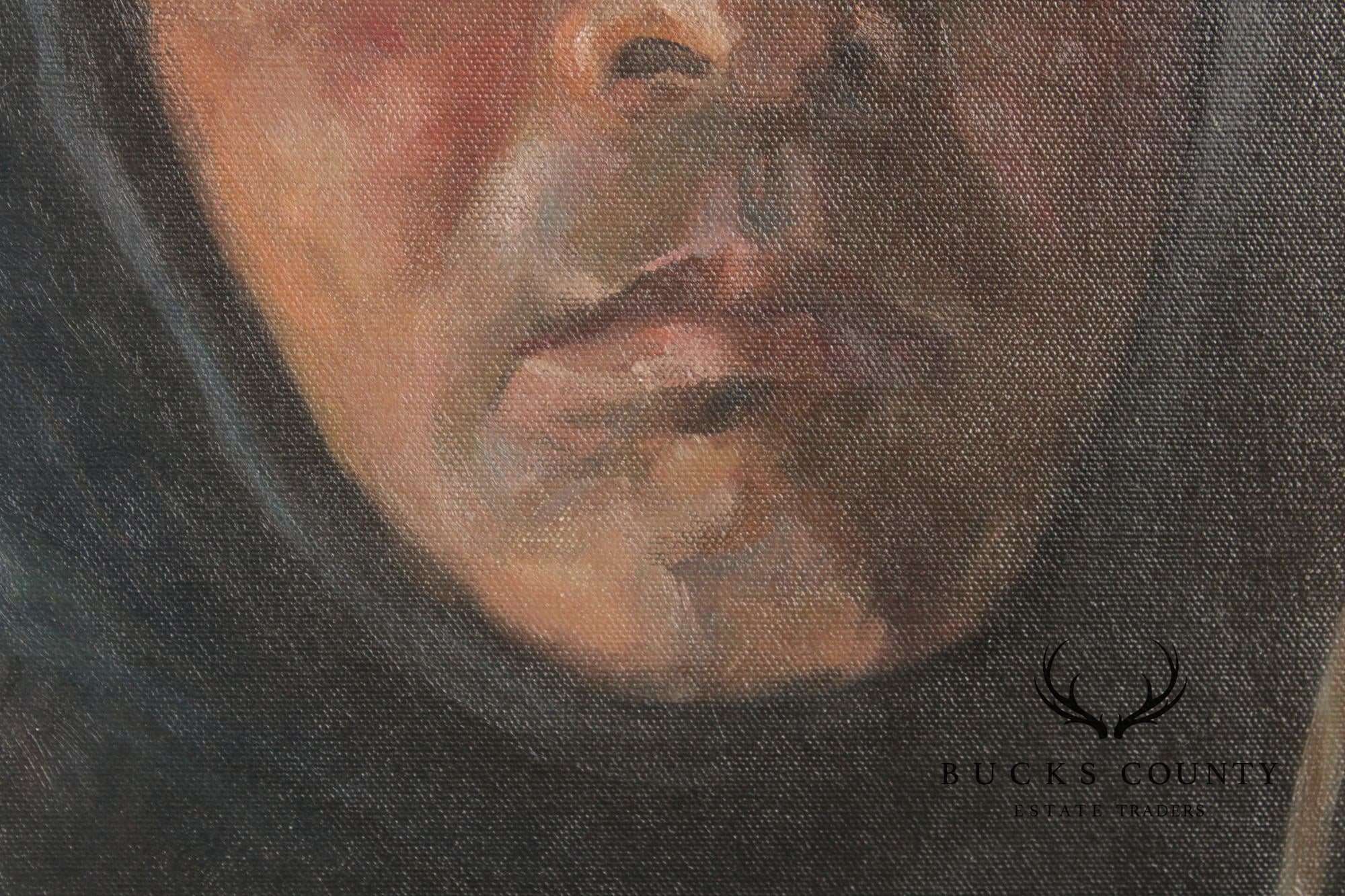 Qimin Liu Contemporary Oil Painting Portrait, 'Man with Odd Hat'