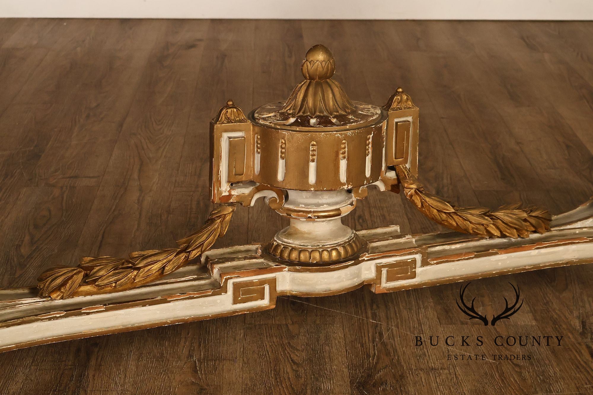 Louis XV Style Giltwood And Painted Demilune Marble Top Console Table