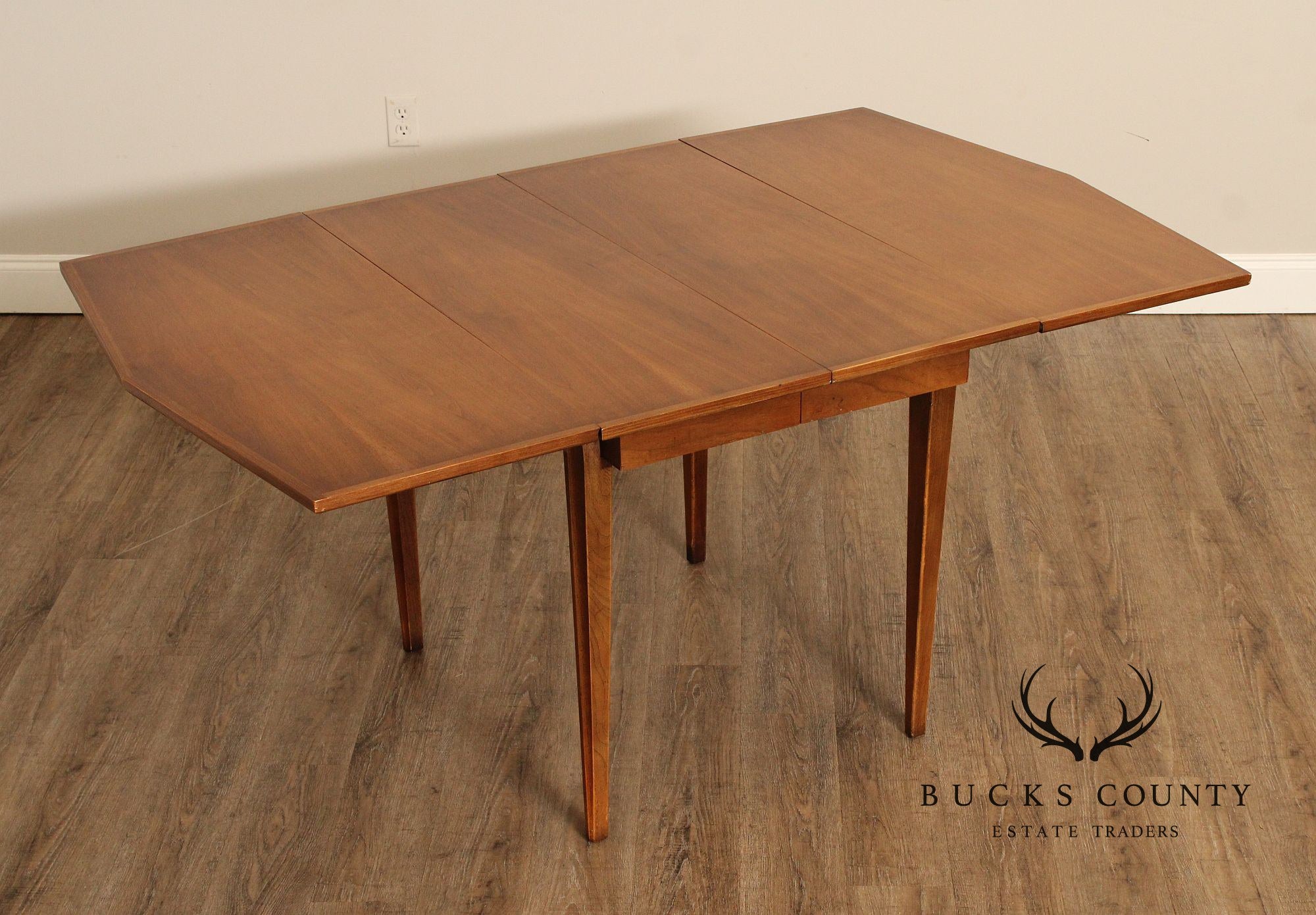 Mid Century Modern Walnut Extendable Drop Leaf Dining Table