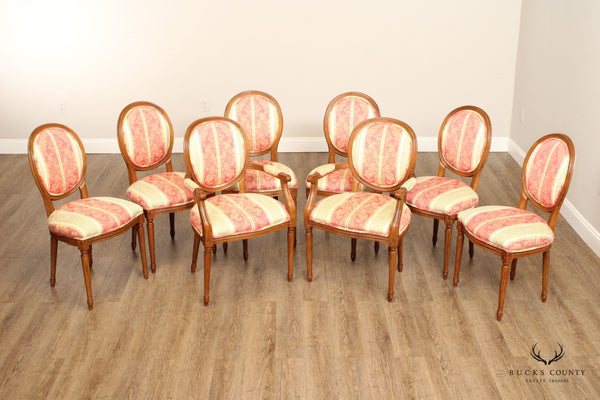 Andre Originals French Louis XVI Style Set Of Eight Medallion Back Dining Chairs
