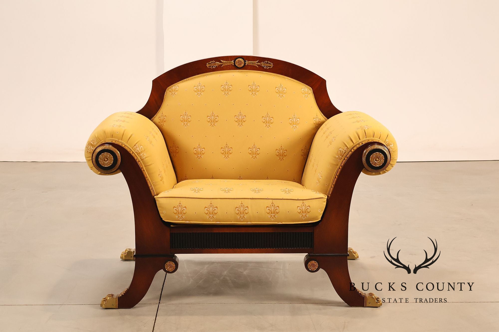 Empire Style Mahogany Armchair With Gilt Bronze Mounts