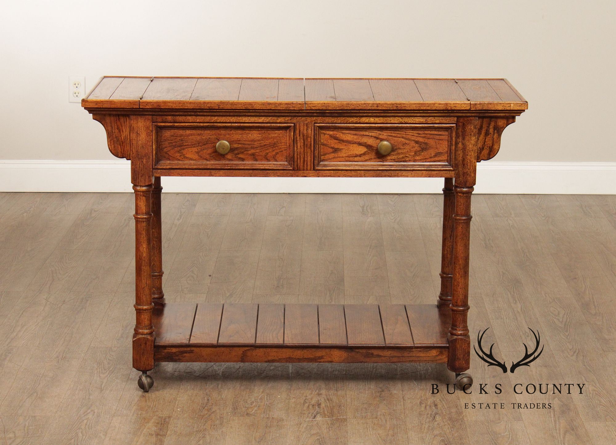 Century Furniture Vintage Oak Flip-Top Server Trolley